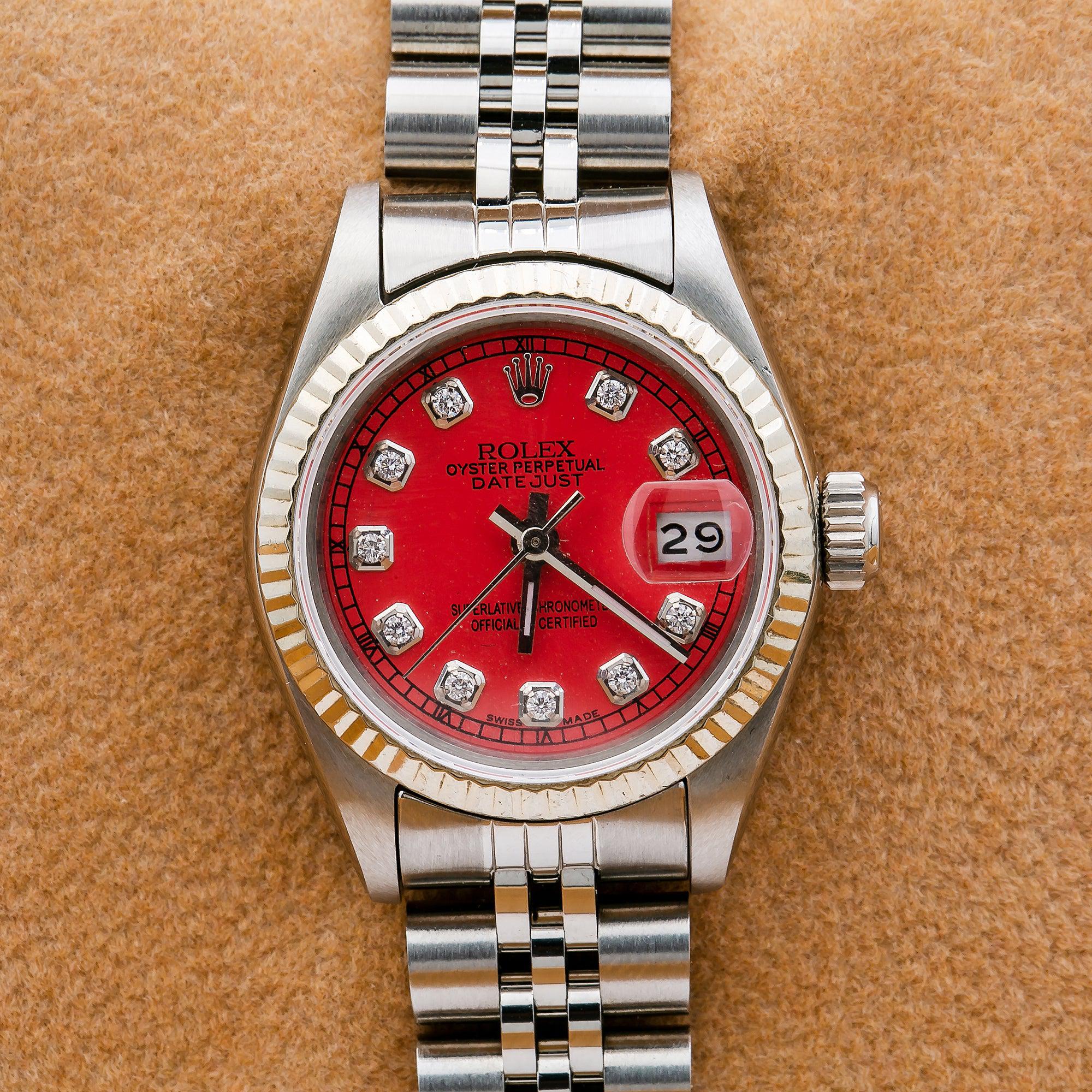 Rolex Oyster Perpetual Lady Datejust 69240 26MM Red Diamond Dial With Stainless Steel Bracelet