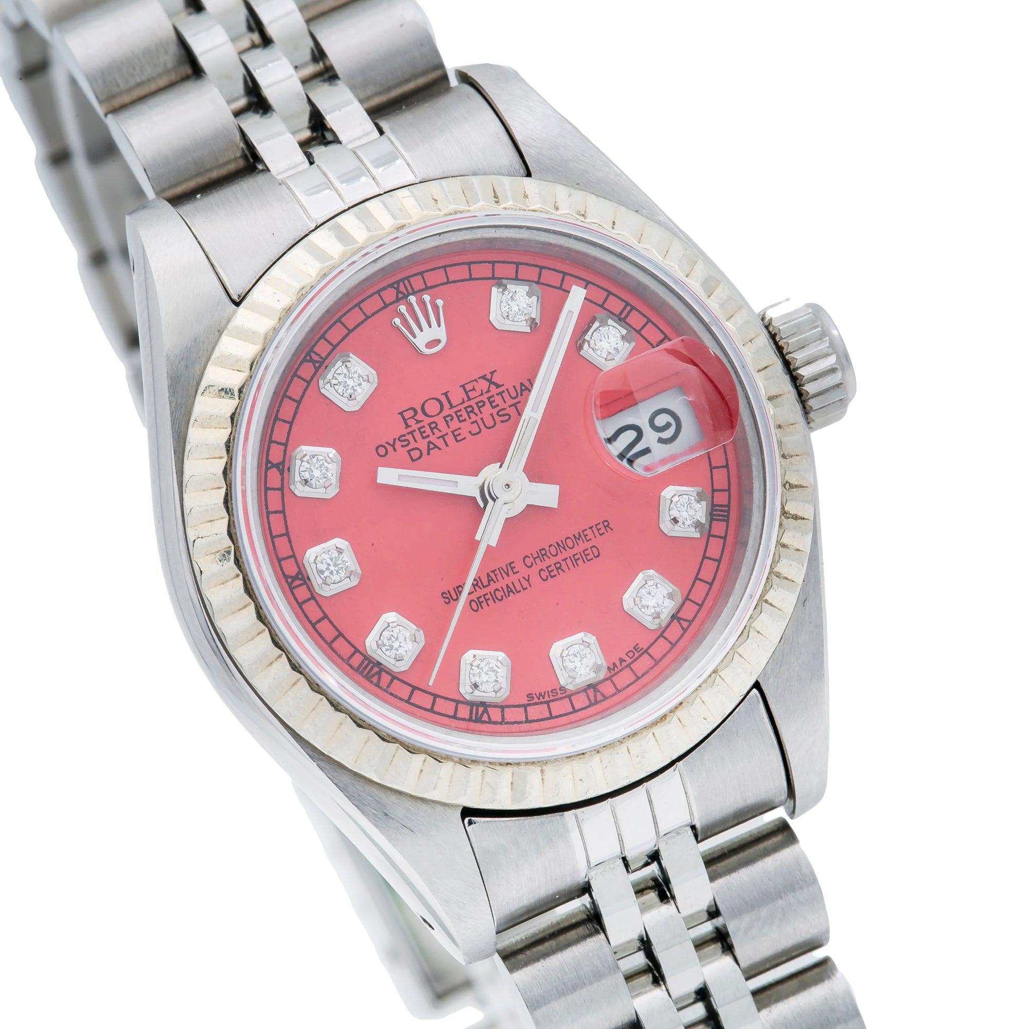 Rolex Oyster Perpetual Lady Datejust 69240 26MM Red Diamond Dial With Stainless Steel Bracelet