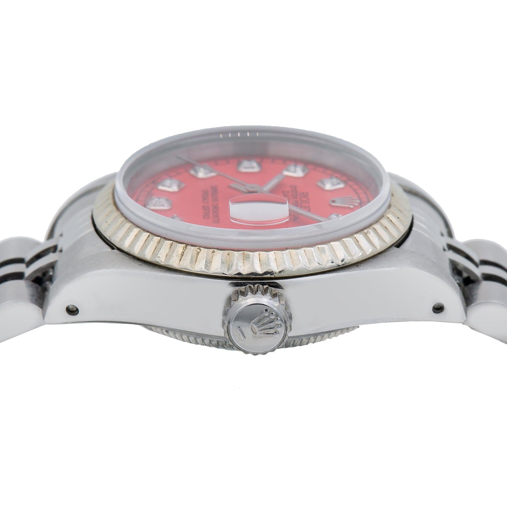 Rolex Oyster Perpetual Lady Datejust 69240 26MM Red Diamond Dial With Stainless Steel Bracelet