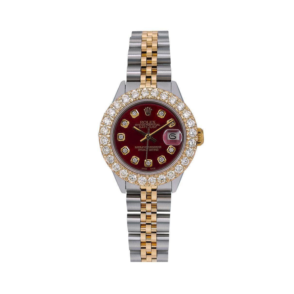Rolex DateJust Diamond Watch  6917 26mm  Red Diamond Dial With Two Tone Jubilee Bracelet