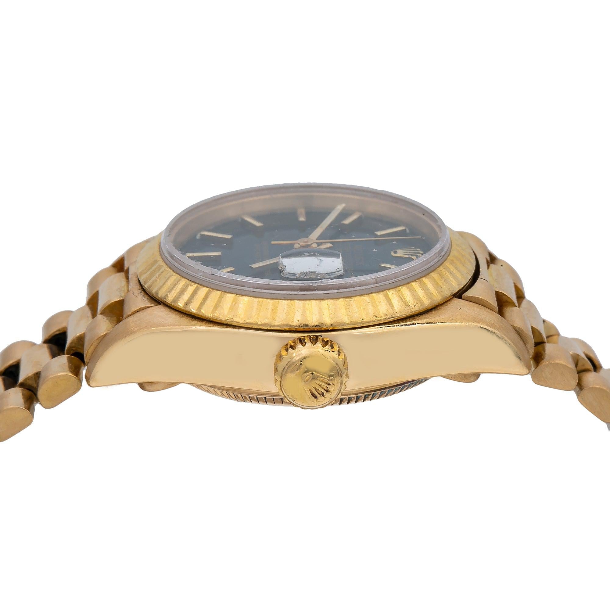 Rolex Lady-Datejust 69178 26MM Black Dial With Yellow Gold President Bracelet