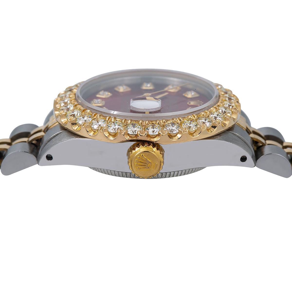 Rolex DateJust Diamond Watch  6917 26mm  Red Diamond Dial With Two Tone Jubilee Bracelet