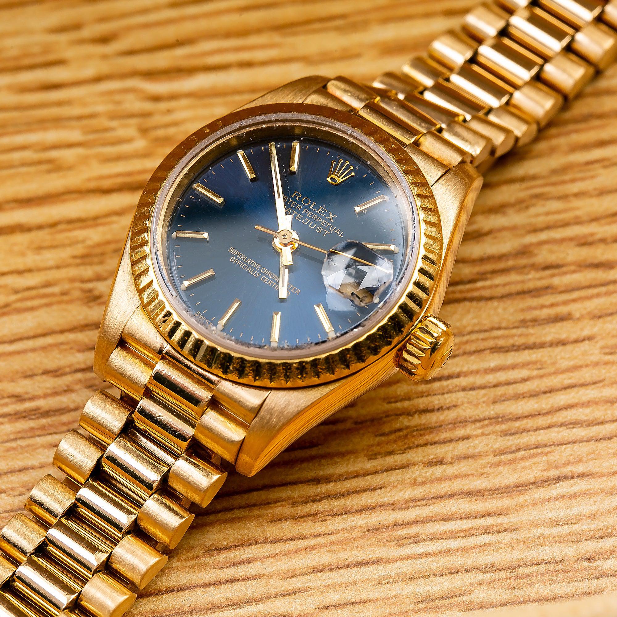 Rolex Lady-Datejust 69178 26MM Black Dial With Yellow Gold President Bracelet