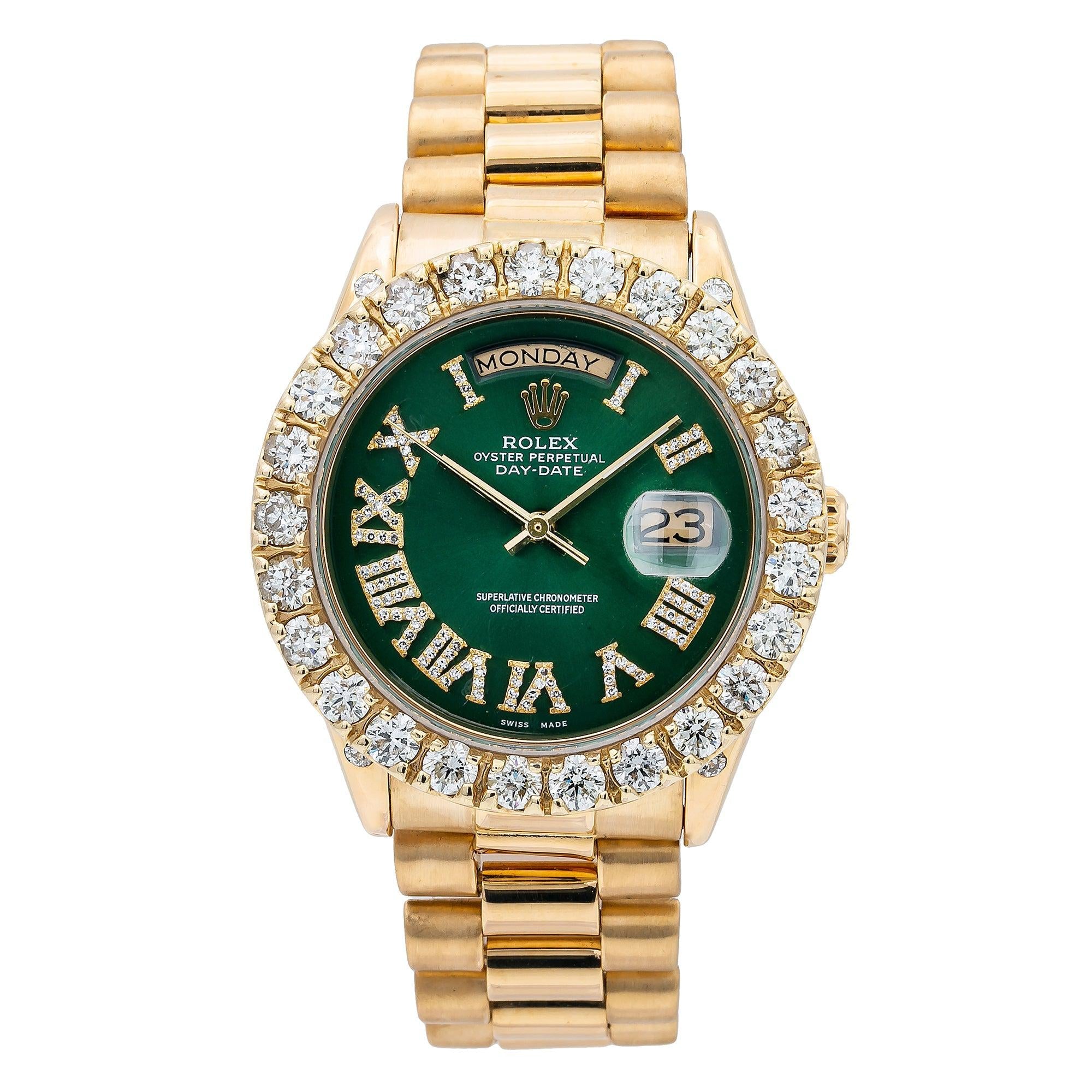 Day-Date 18038 36MM Green Diamond Dial With Yellow Gold President Bracelet 5.5 CT