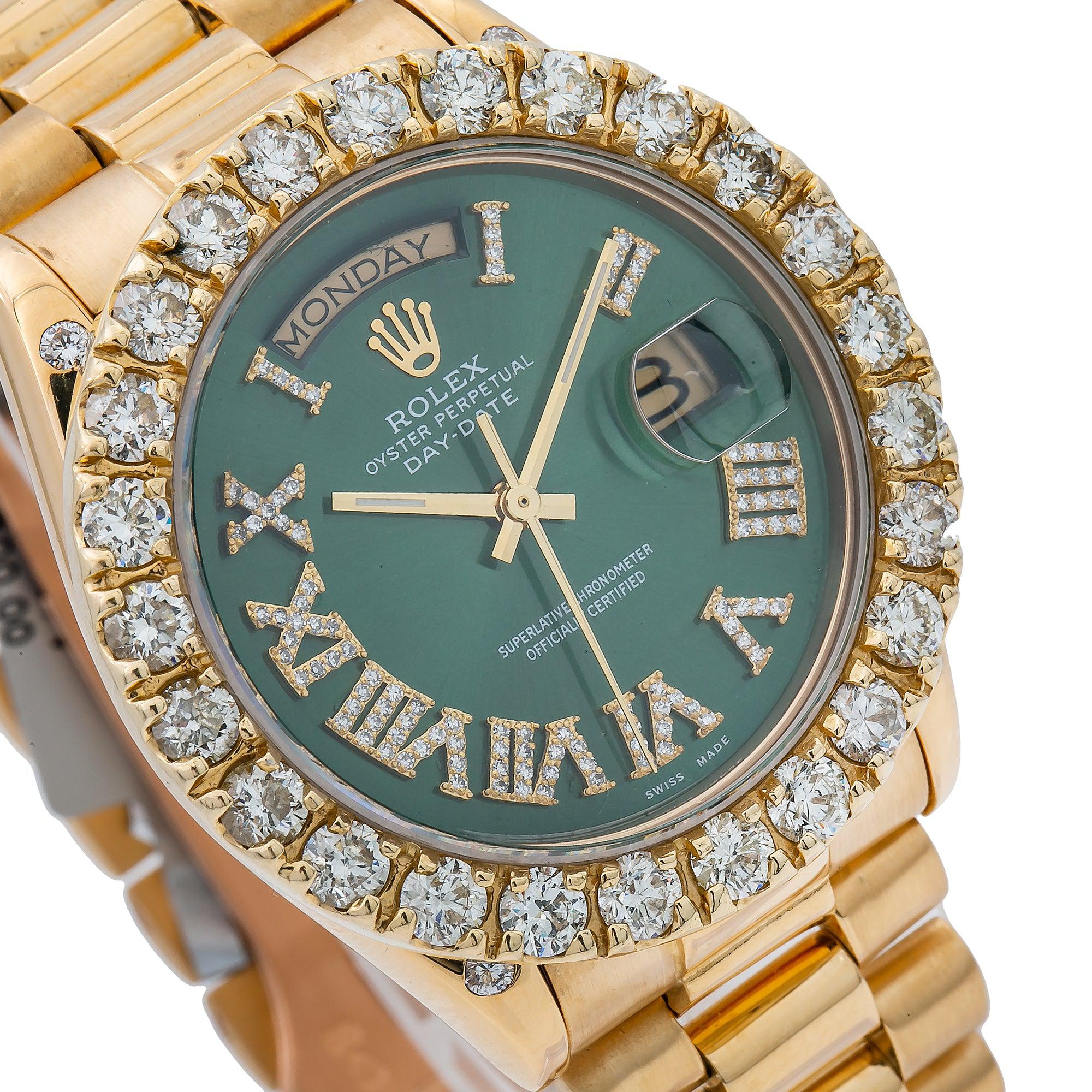 Day-Date 18038 36MM Green Diamond Dial With Yellow Gold President Bracelet 5.5 CT