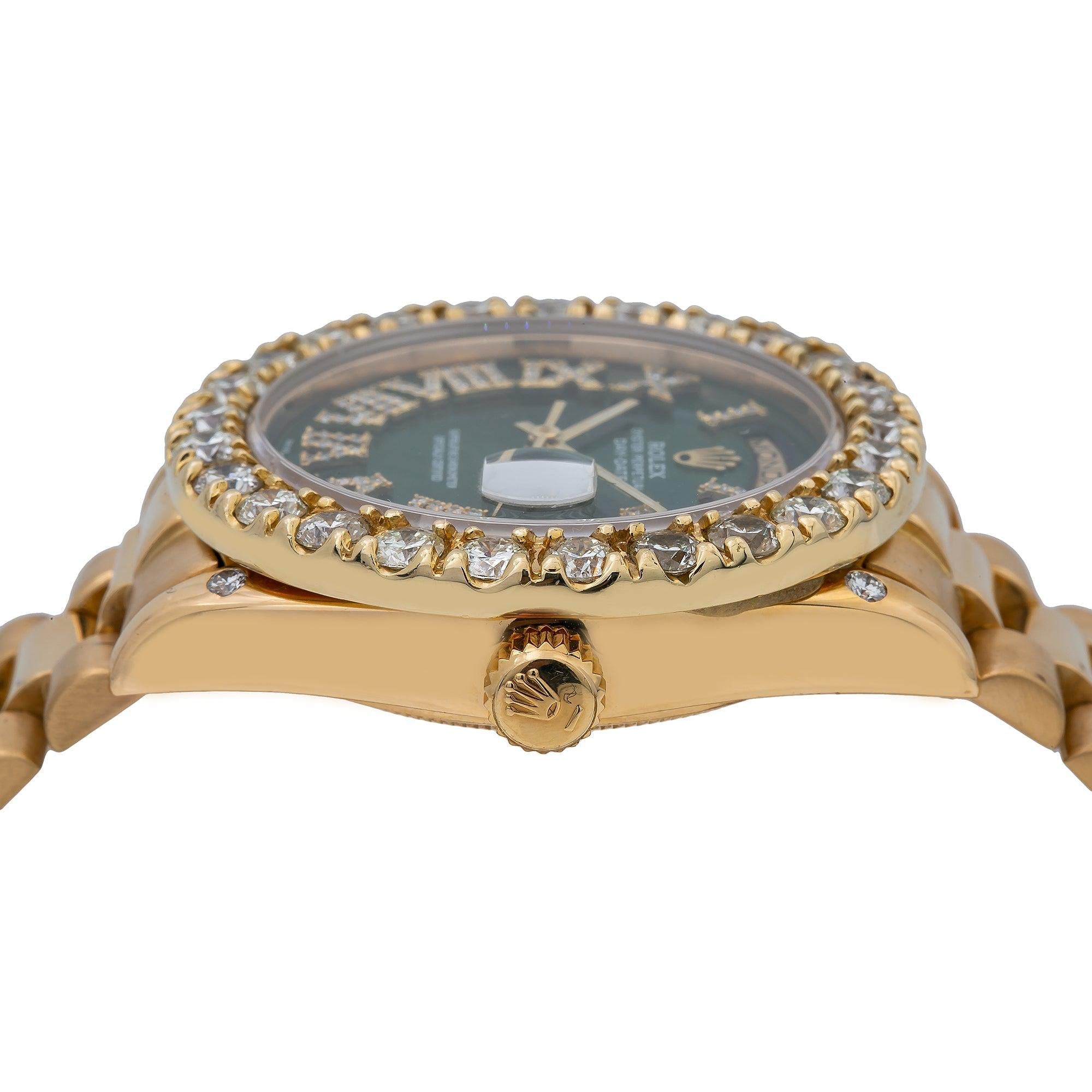 Day-Date 18038 36MM Green Diamond Dial With Yellow Gold President Bracelet 5.5 CT