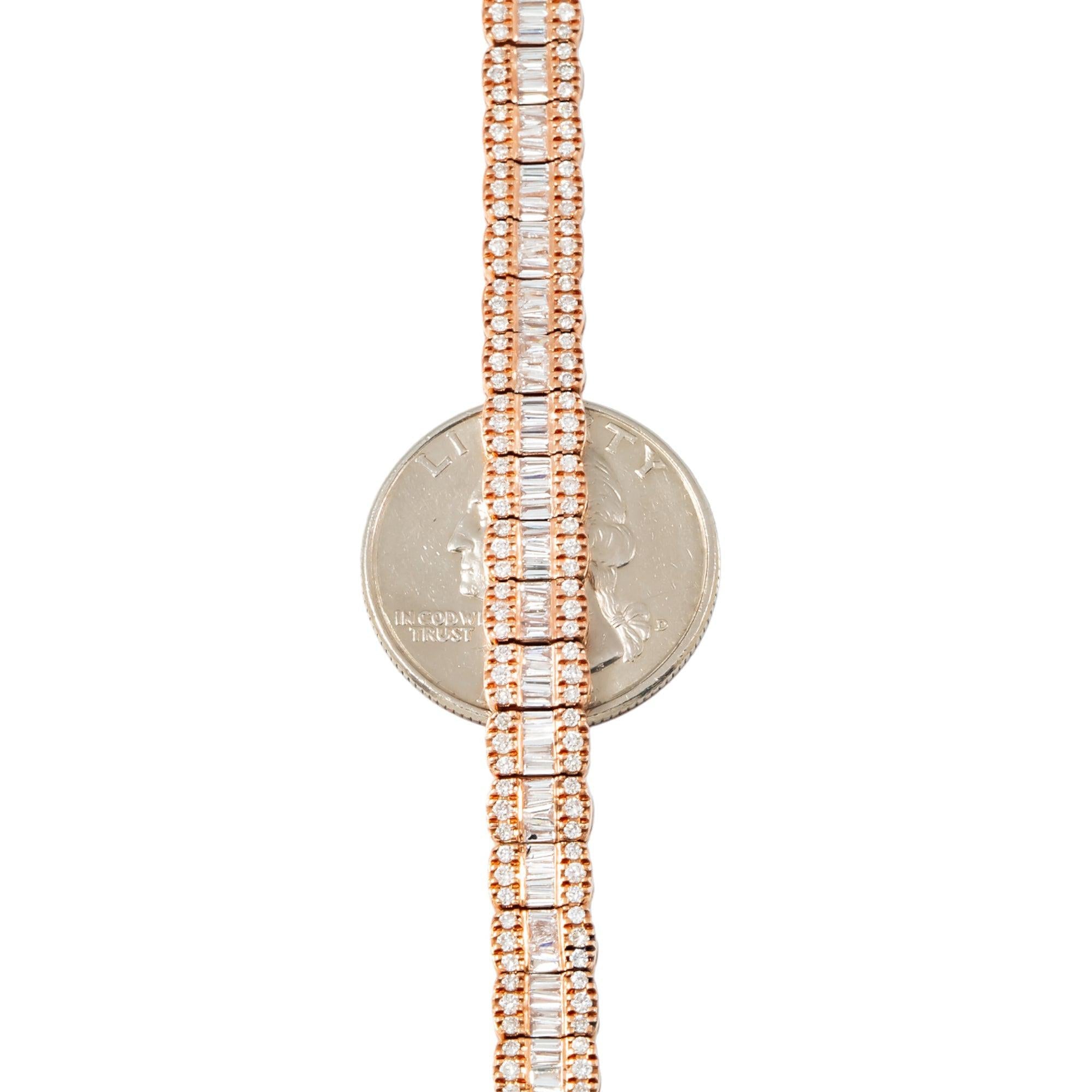 10K GOLD 5MM BAGUETTE AND ROUND DIAMOND CHAIN 14.28 CT