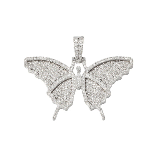 10K GOLD ROUND DIAMOND BUTTERFLY PENDANT 1.45 CT