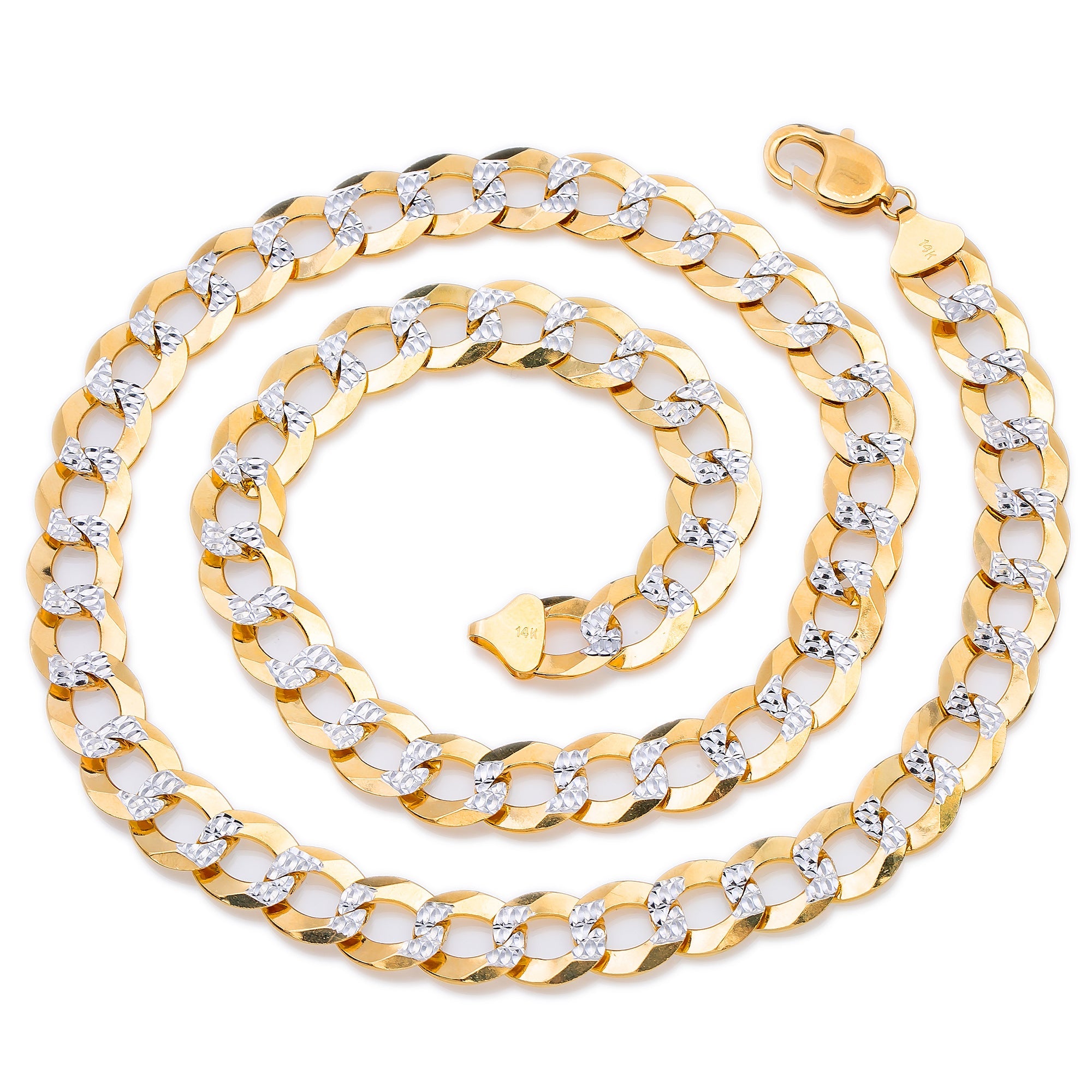 14K Yellow Gold Pave Cuban Link Chain Available Sizes 18"-28"