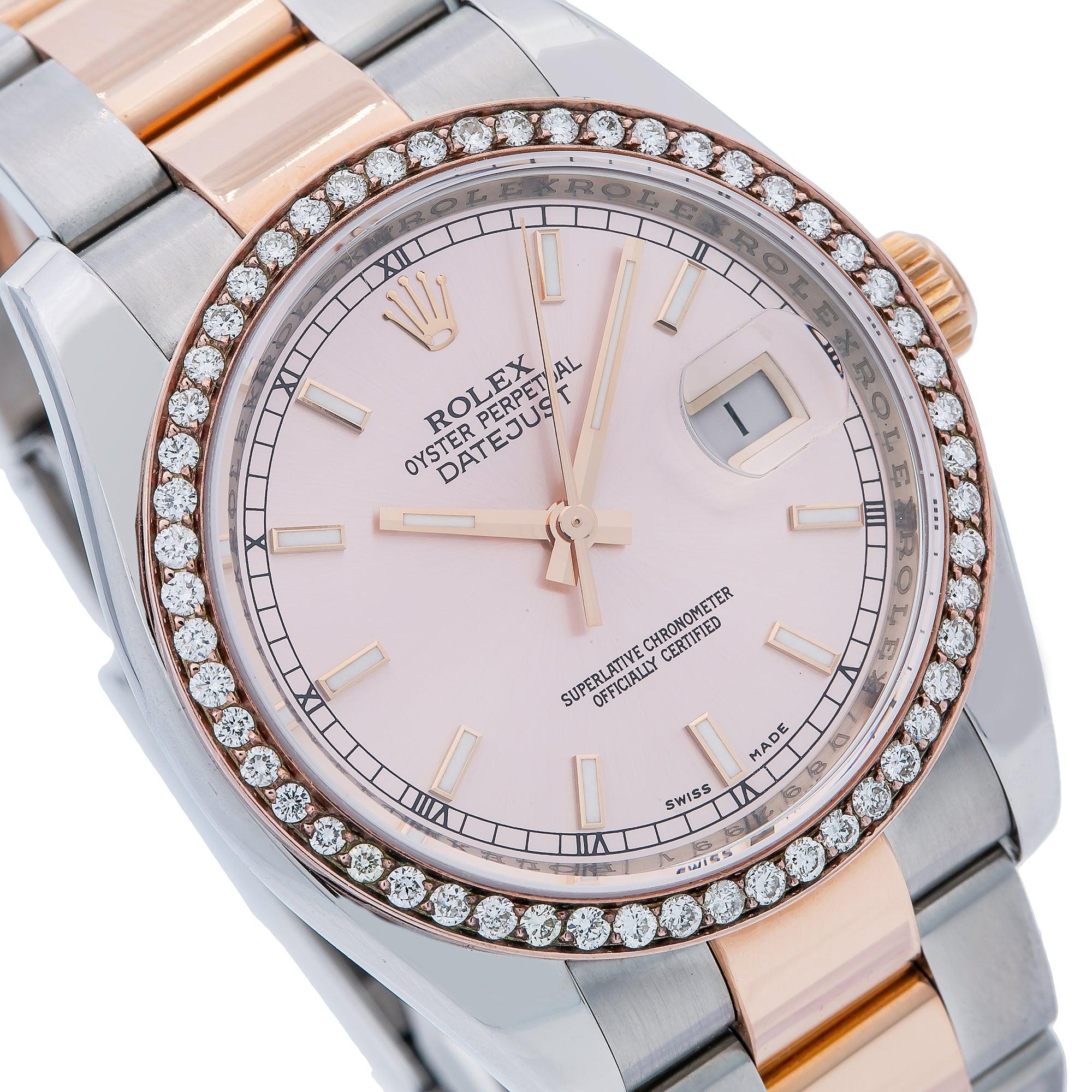Rolex Datejust 116201 36MM Pink Dial With 1.05 CT Diamonds