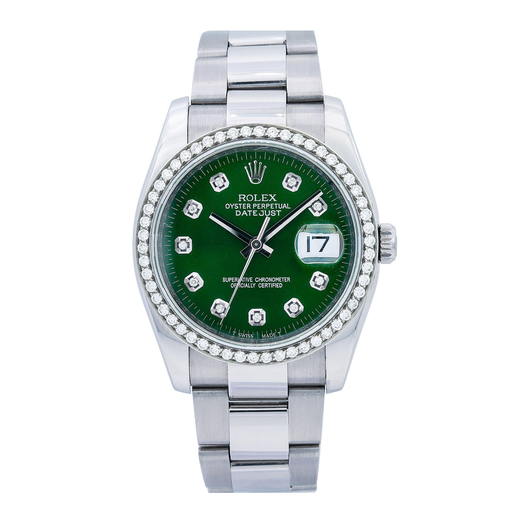 Rolex Datejust 116200 36MM Green Diamond Dial With 1.25 CT Diamonds