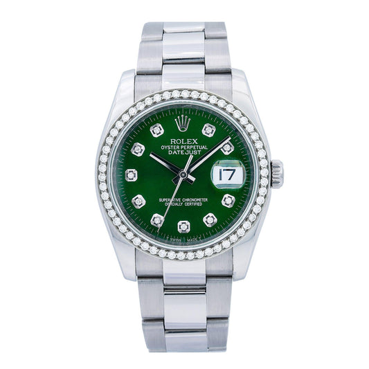 Rolex Datejust 116200 36MM Green Diamond Dial With 1.25 CT Diamonds