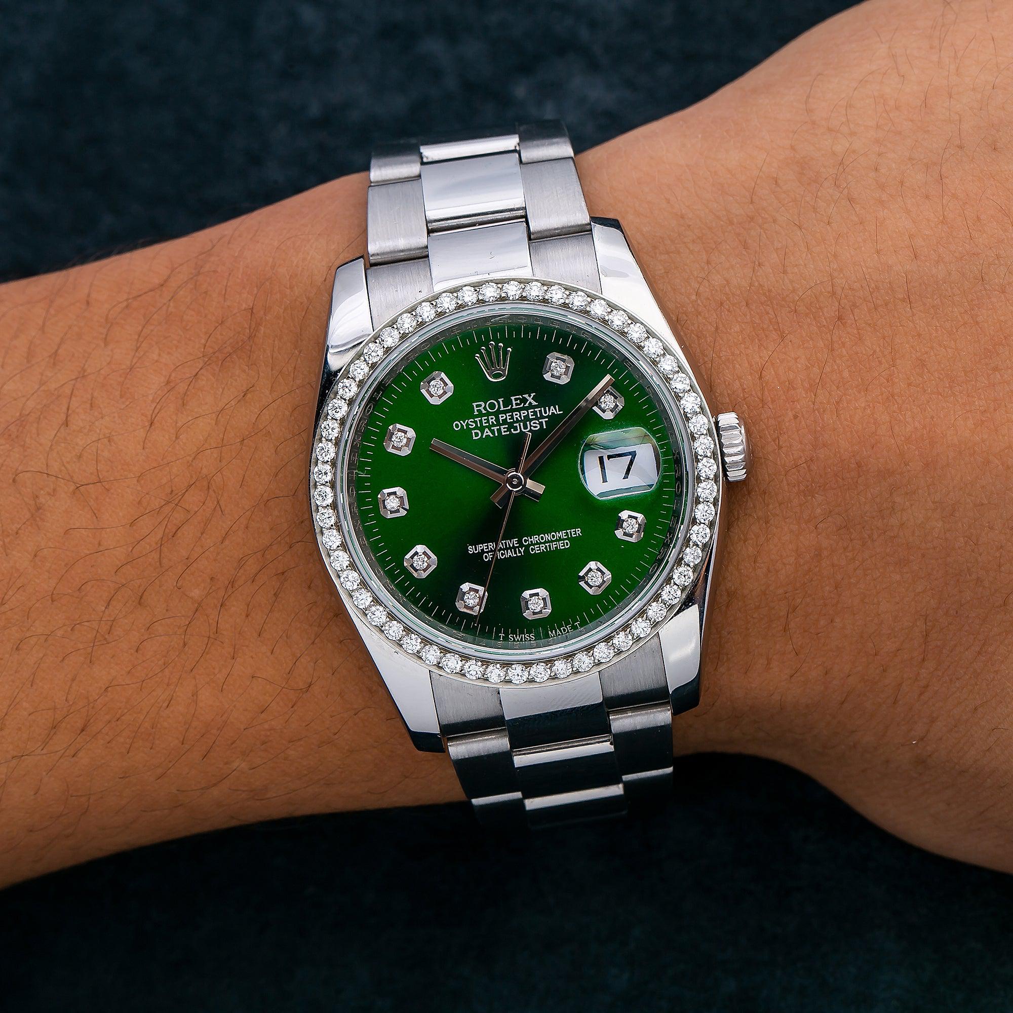 Rolex Datejust 116200 36MM Green Diamond Dial With 1.25 CT Diamonds
