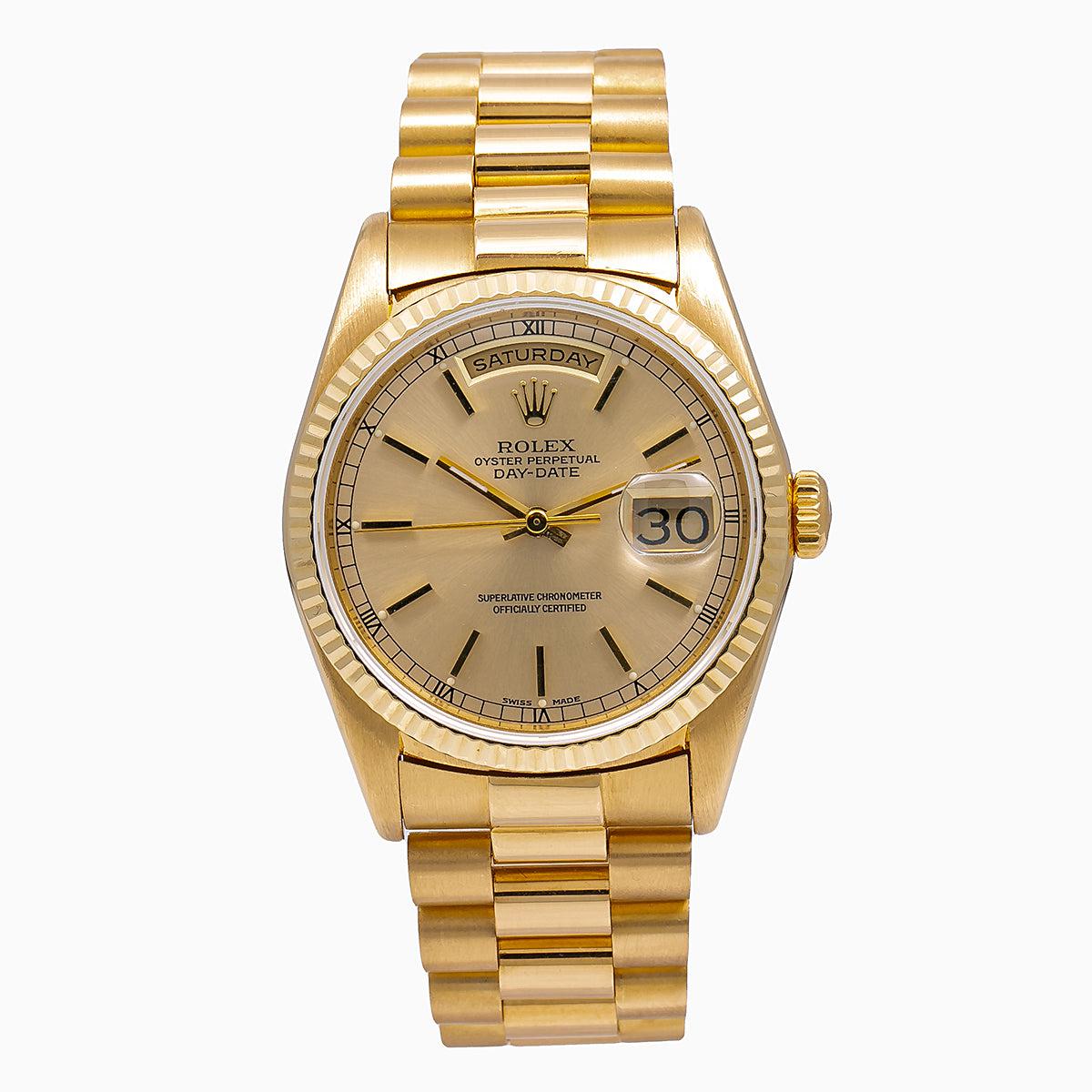 Rolex Day-Date 18238 36MM Champagne Dial With President Yellow Gold Bracelet
