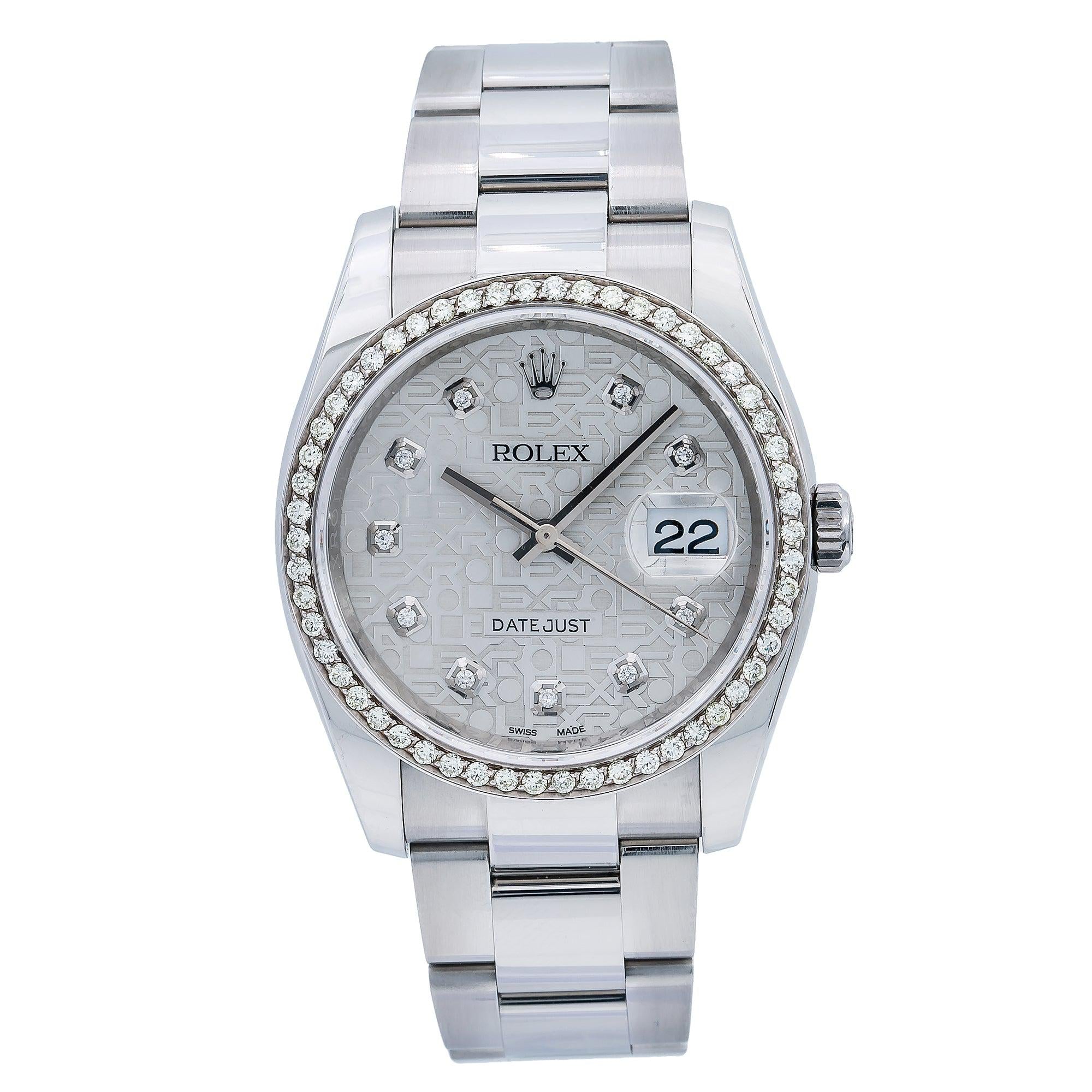 Rolex Datejust 116200 36MM Silver Diamond Dial With 1.25 CT Diamonds