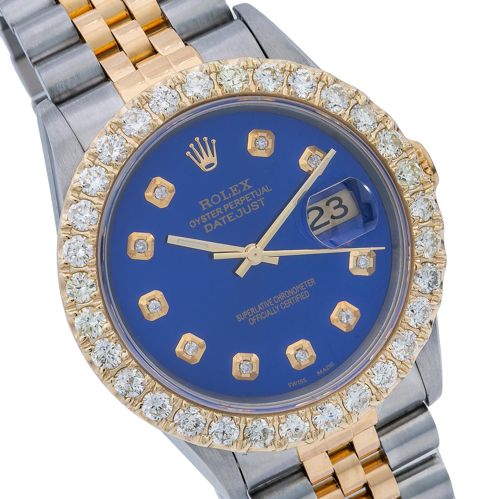 Rolex Datejust 16233 36MM Blue Diamond Dial With Two Tone Jubilee Bracelet