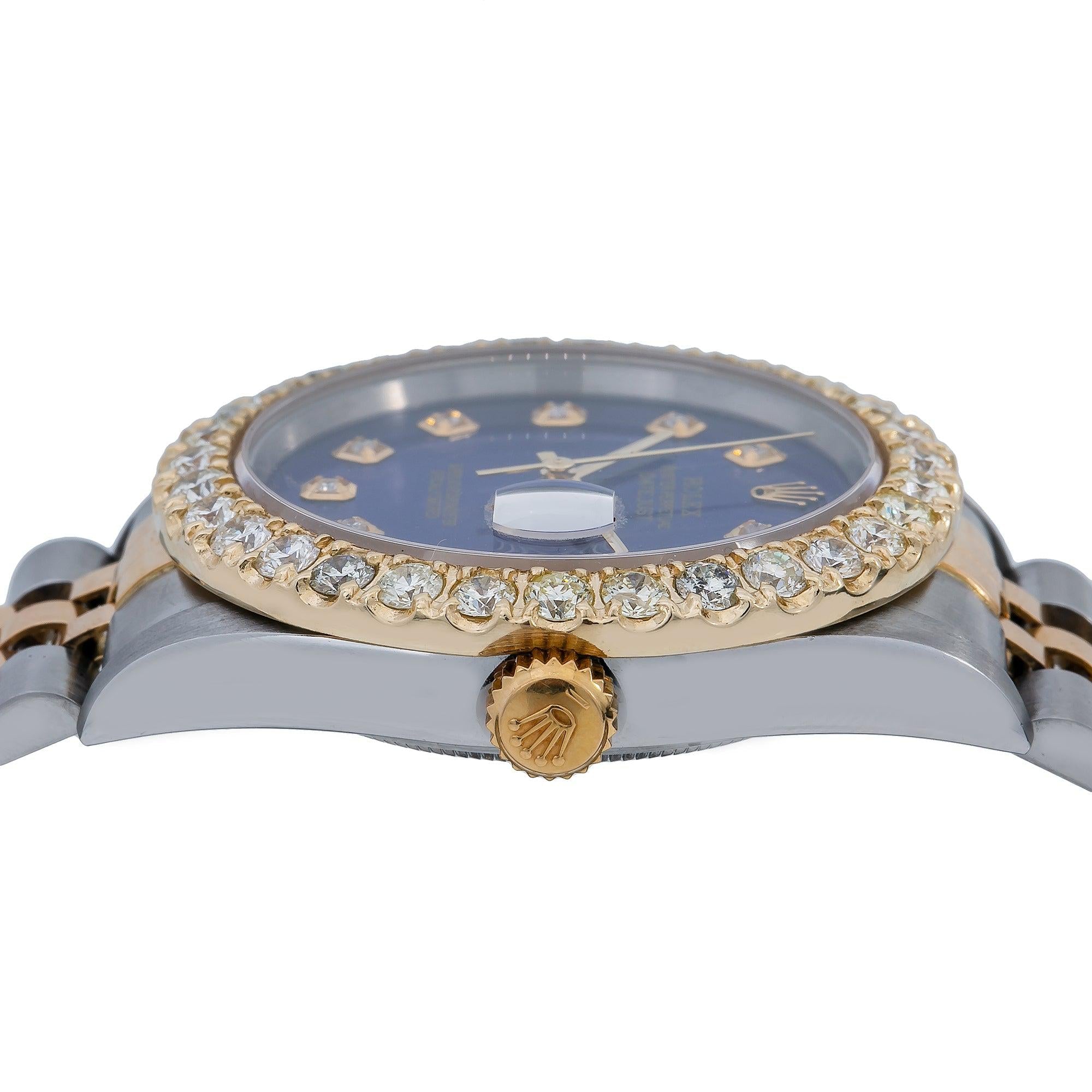 Rolex Datejust 16233 36MM Blue Diamond Dial With Two Tone Jubilee Bracelet