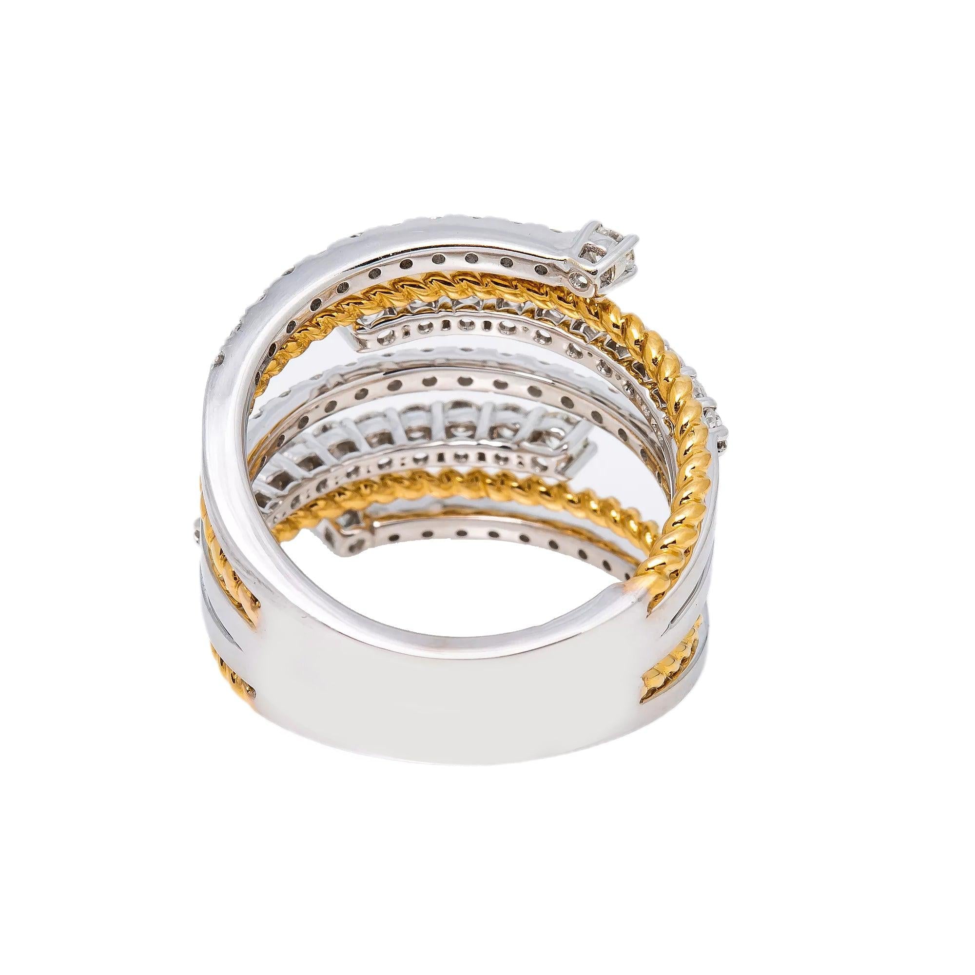 18K WHITE AND YELLOW GOLD LADIES RING WITH 2.20 CT DIAMONDS
