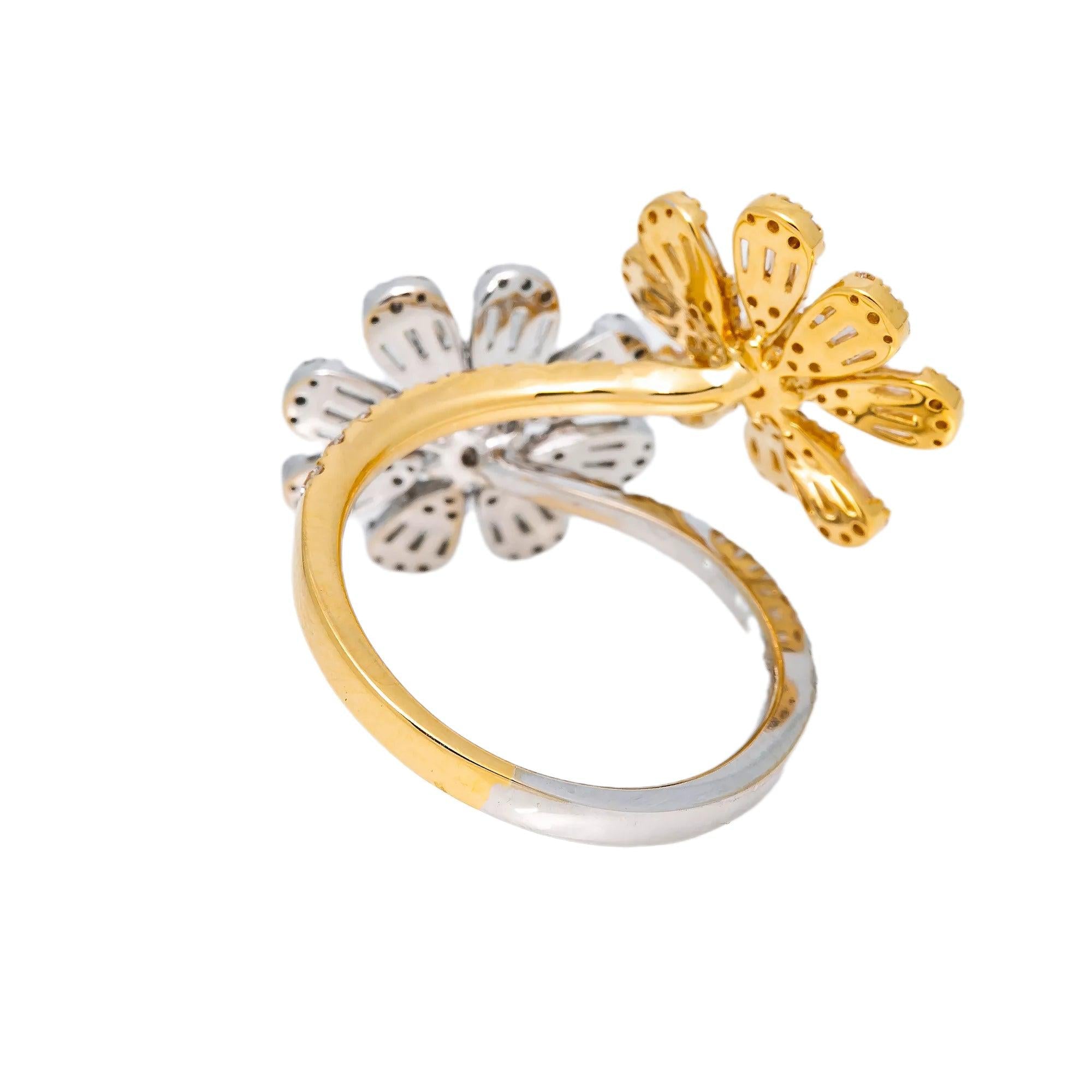 18K YELLOW/WHITE GOLD LADIES RING WITH 1.56 CT DIAMONDS