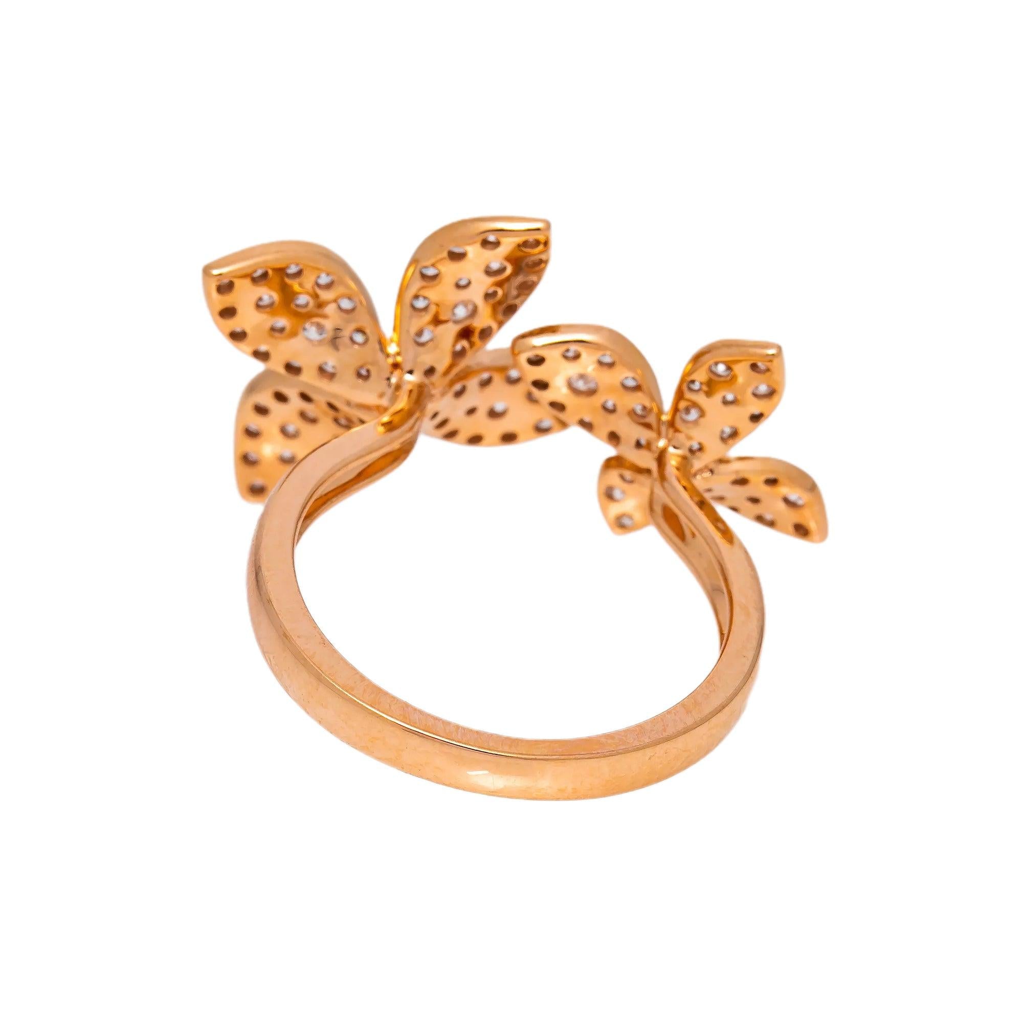 18K ROSE GOLD FLOWER LADIES RING WITH 1.95 CT DIAMONDS