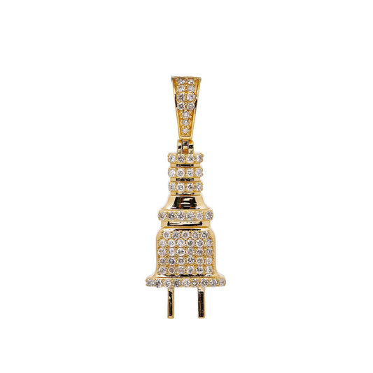 14K GOLD PLUG OUTLET PENDANT WITH 0.53 CT DIAMONDS