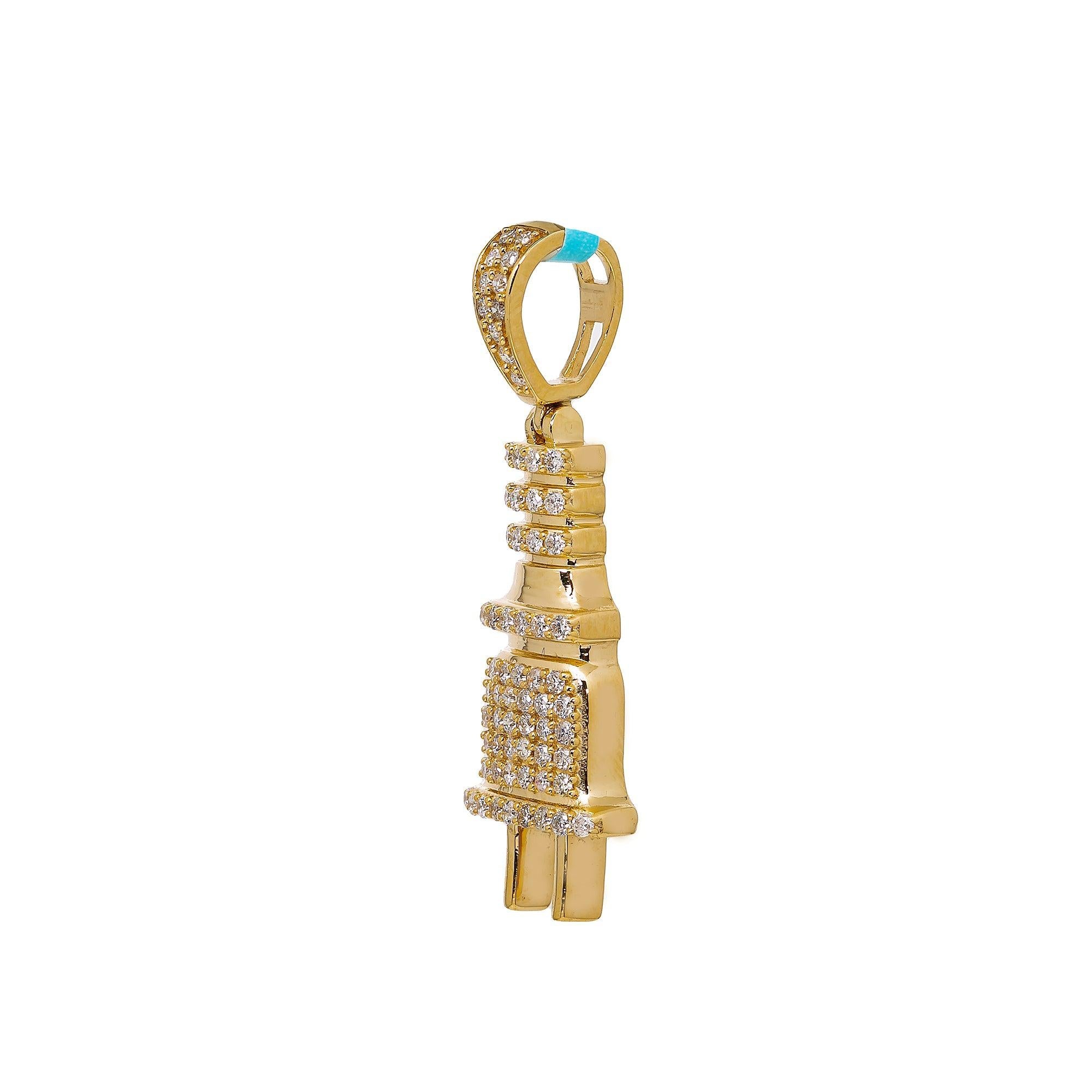 14K GOLD PLUG OUTLET PENDANT WITH 0.53 CT DIAMONDS