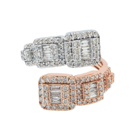 14K GOLD BAGUETTE CLUSTER DIAMOND TWO TONE RING 1.82 CT