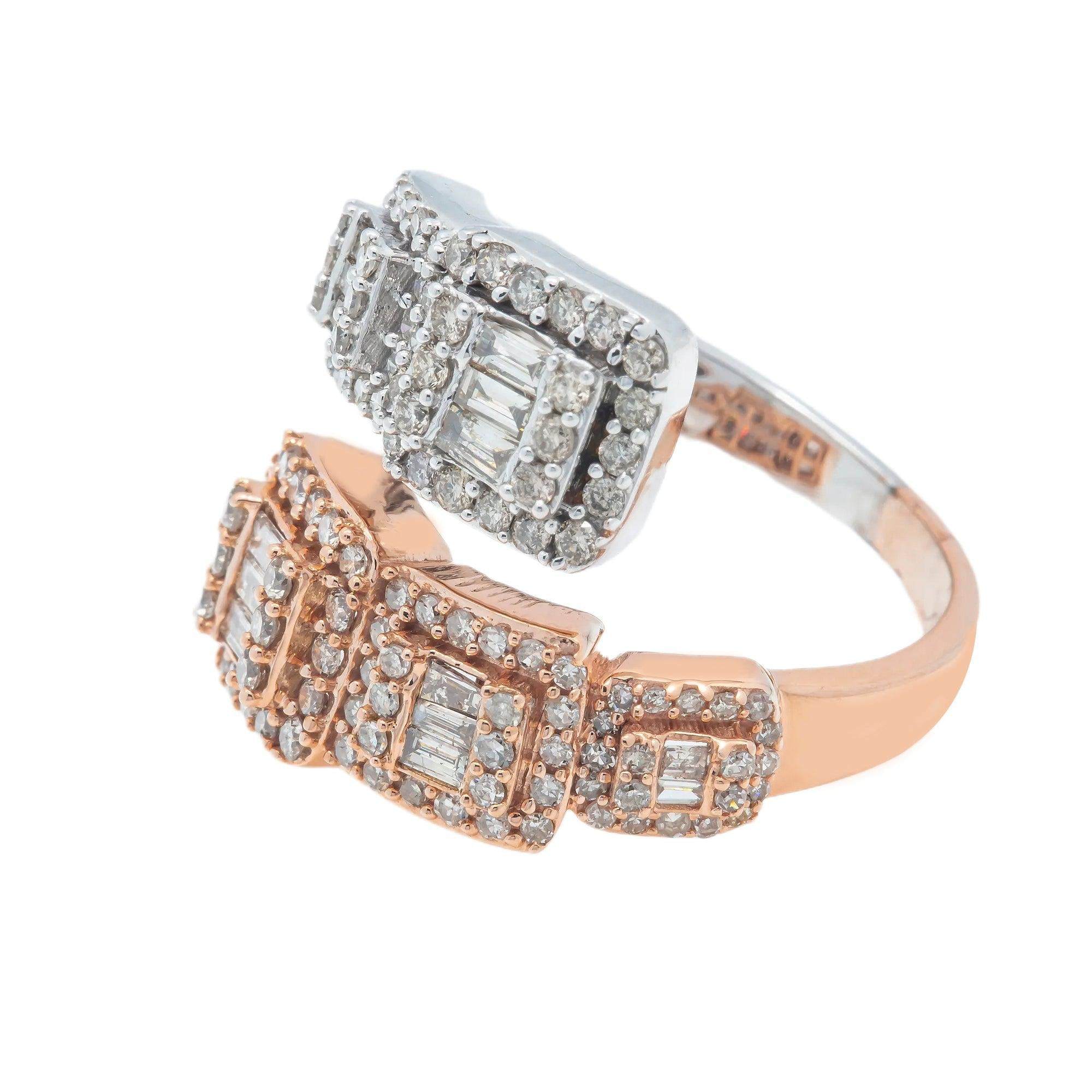 14K GOLD BAGUETTE CLUSTER DIAMOND TWO TONE RING 1.82 CT