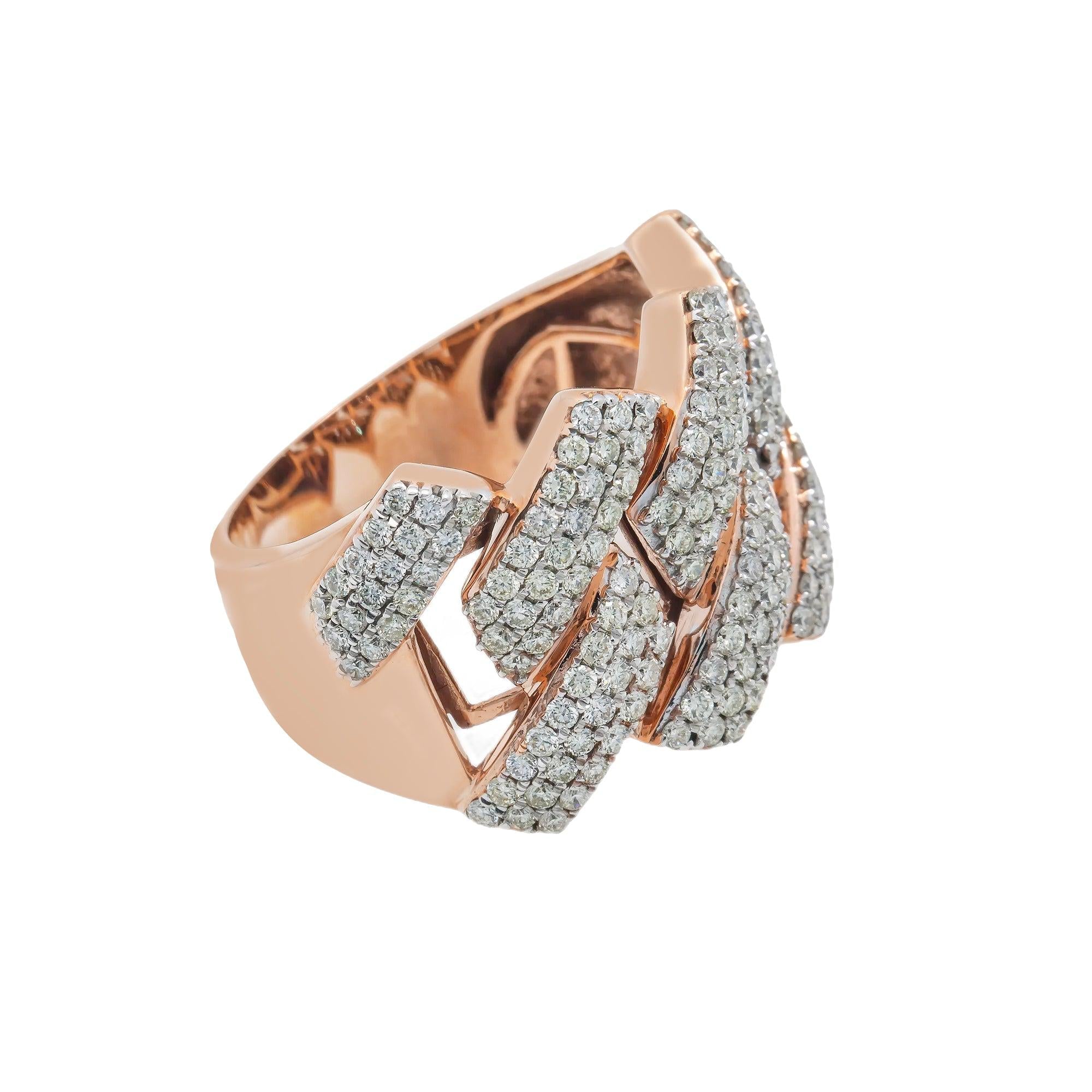 14K GOLD DIAMOND CUBAN LINK RING 2.04 CT