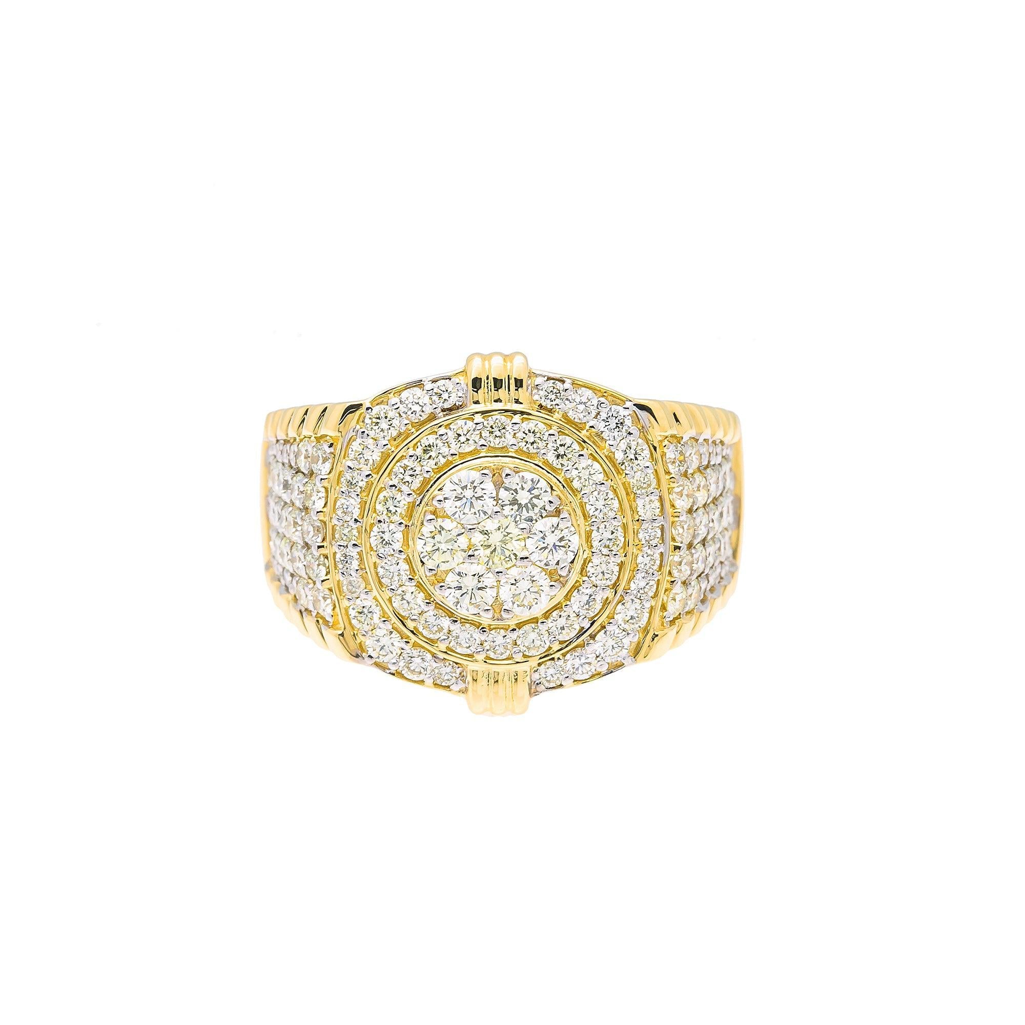 Unisex 14K Yellow/ Rose Gold Fancy Diamond Ring.