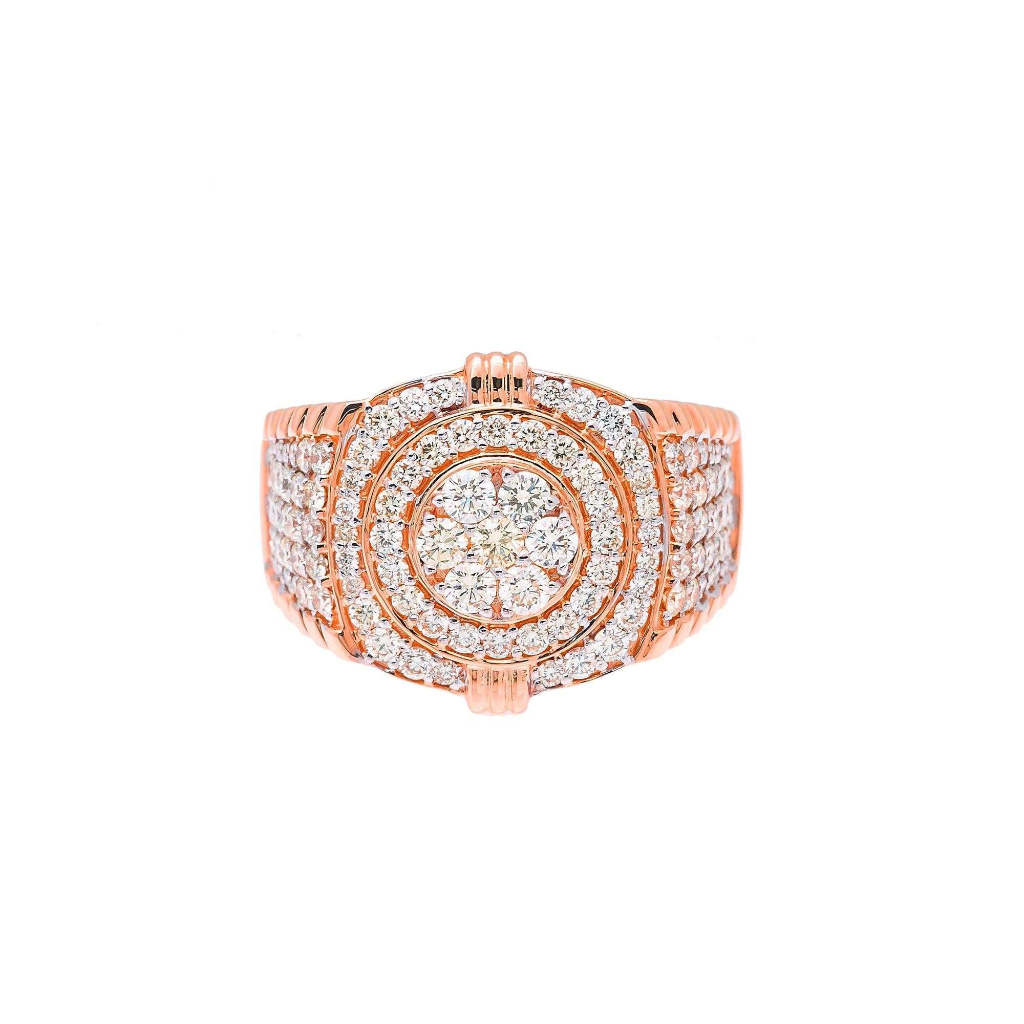 Unisex 14K Yellow/ Rose Gold Fancy Diamond Ring.