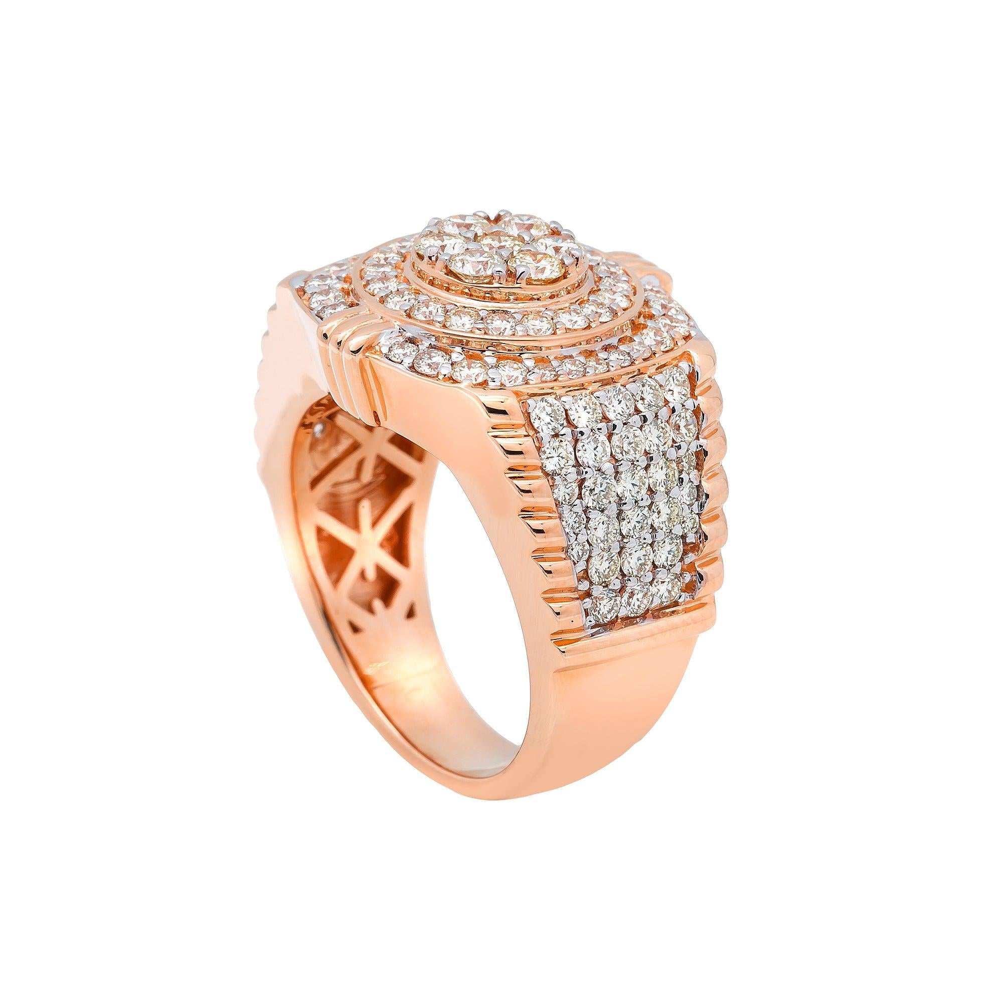 Unisex 14K Yellow/ Rose Gold Fancy Diamond Ring.