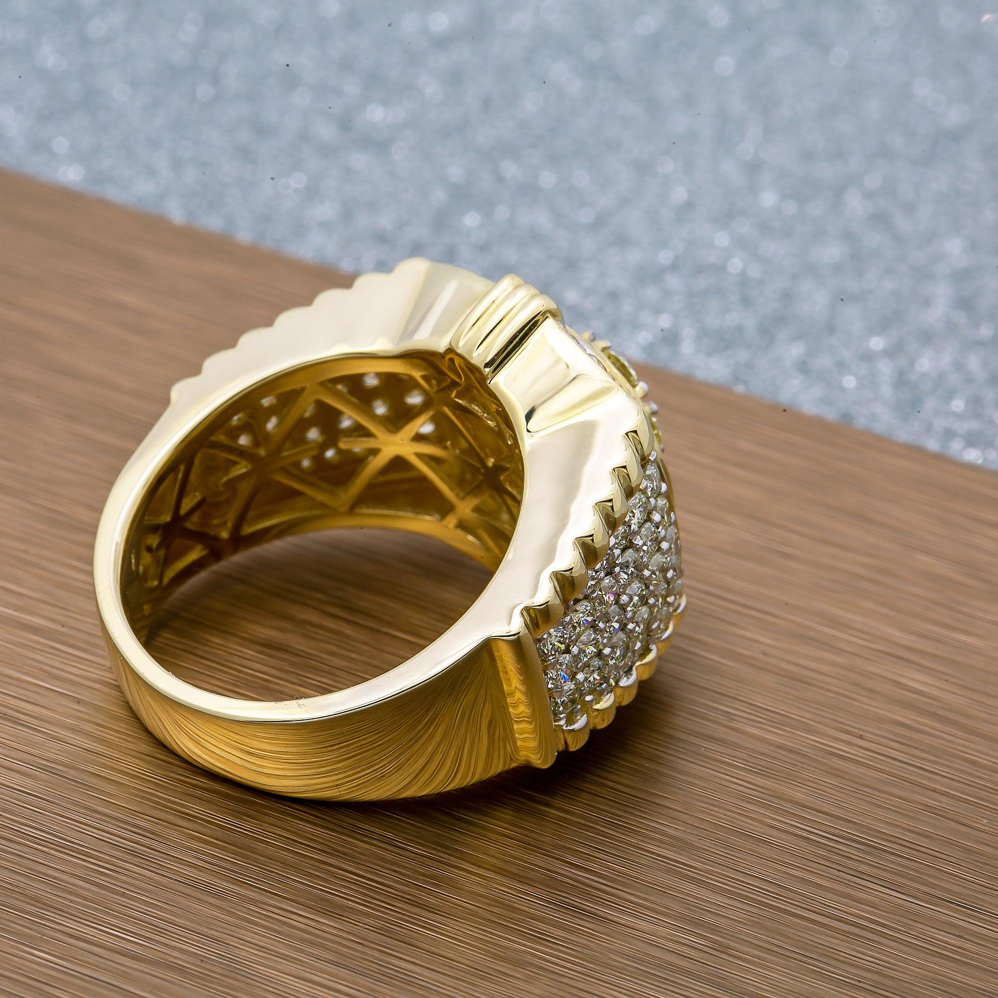 Unisex 14K Yellow/ Rose Gold Fancy Diamond Ring.