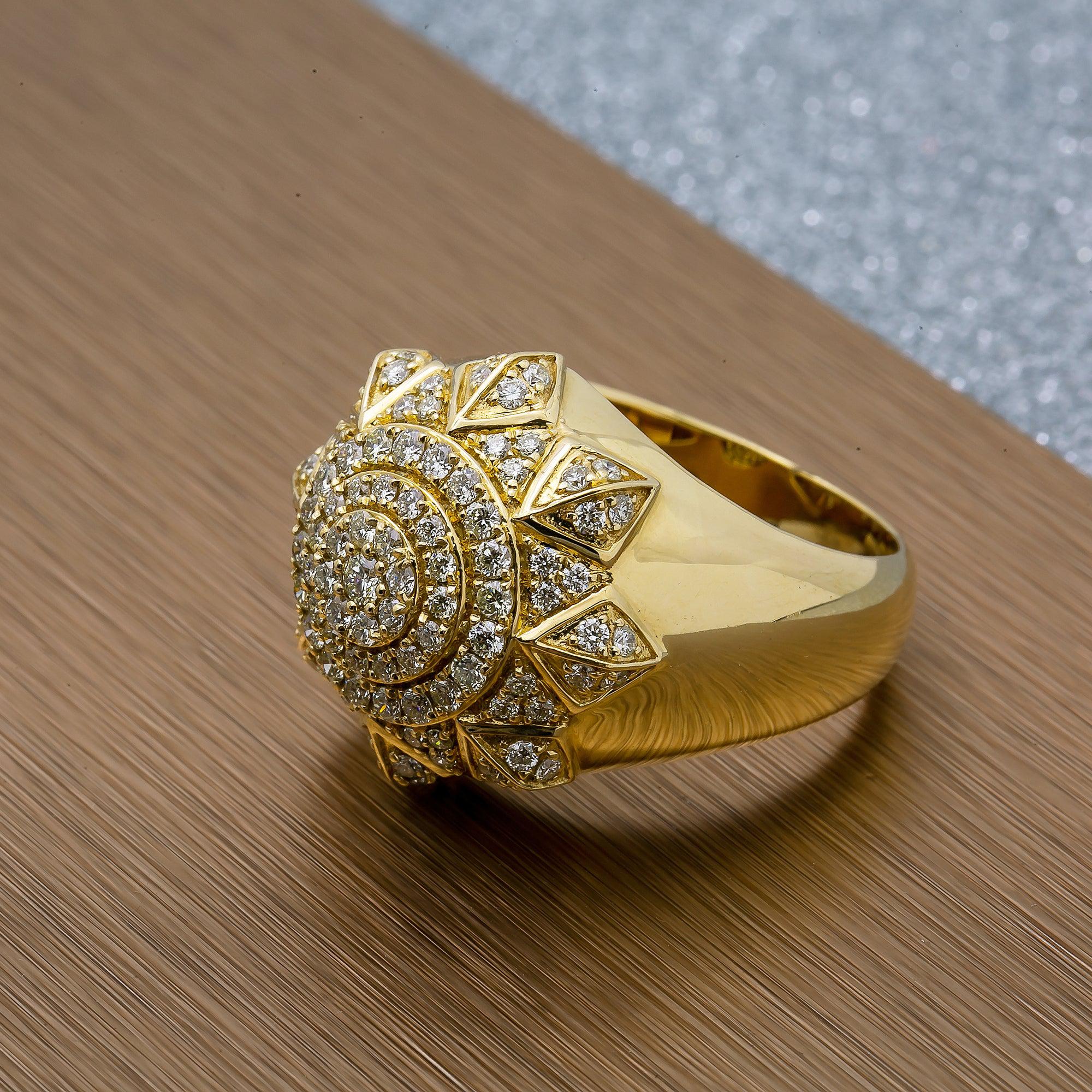 Unisex 14K Yellow/ Rose Gold Fancy Diamond Ring