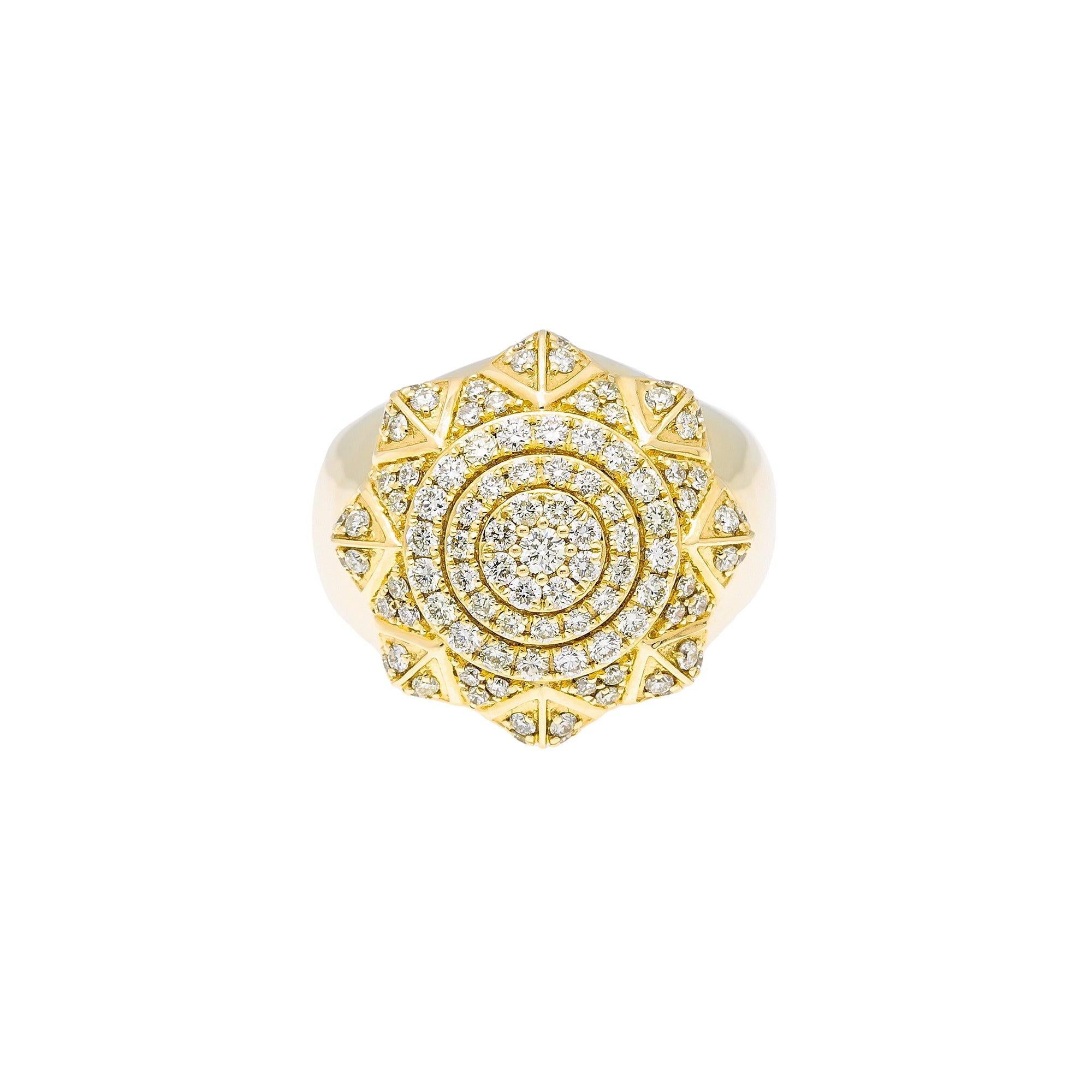 Unisex 14K Yellow/ Rose Gold Fancy Diamond Ring