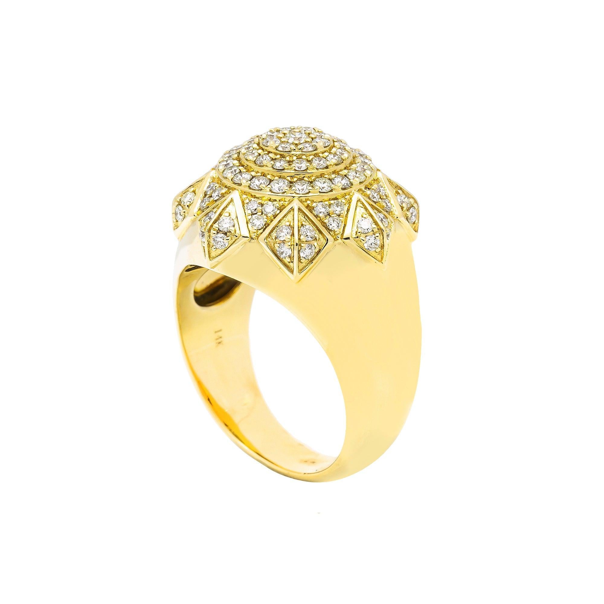 Unisex 14K Yellow/ Rose Gold Fancy Diamond Ring