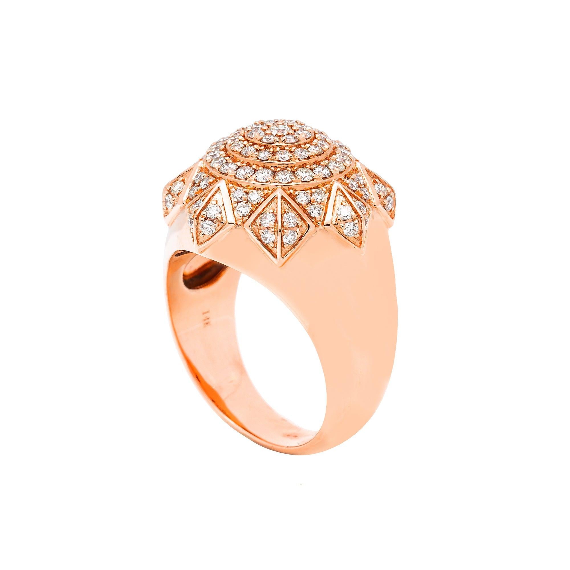Unisex 14K Yellow/ Rose Gold Fancy Diamond Ring
