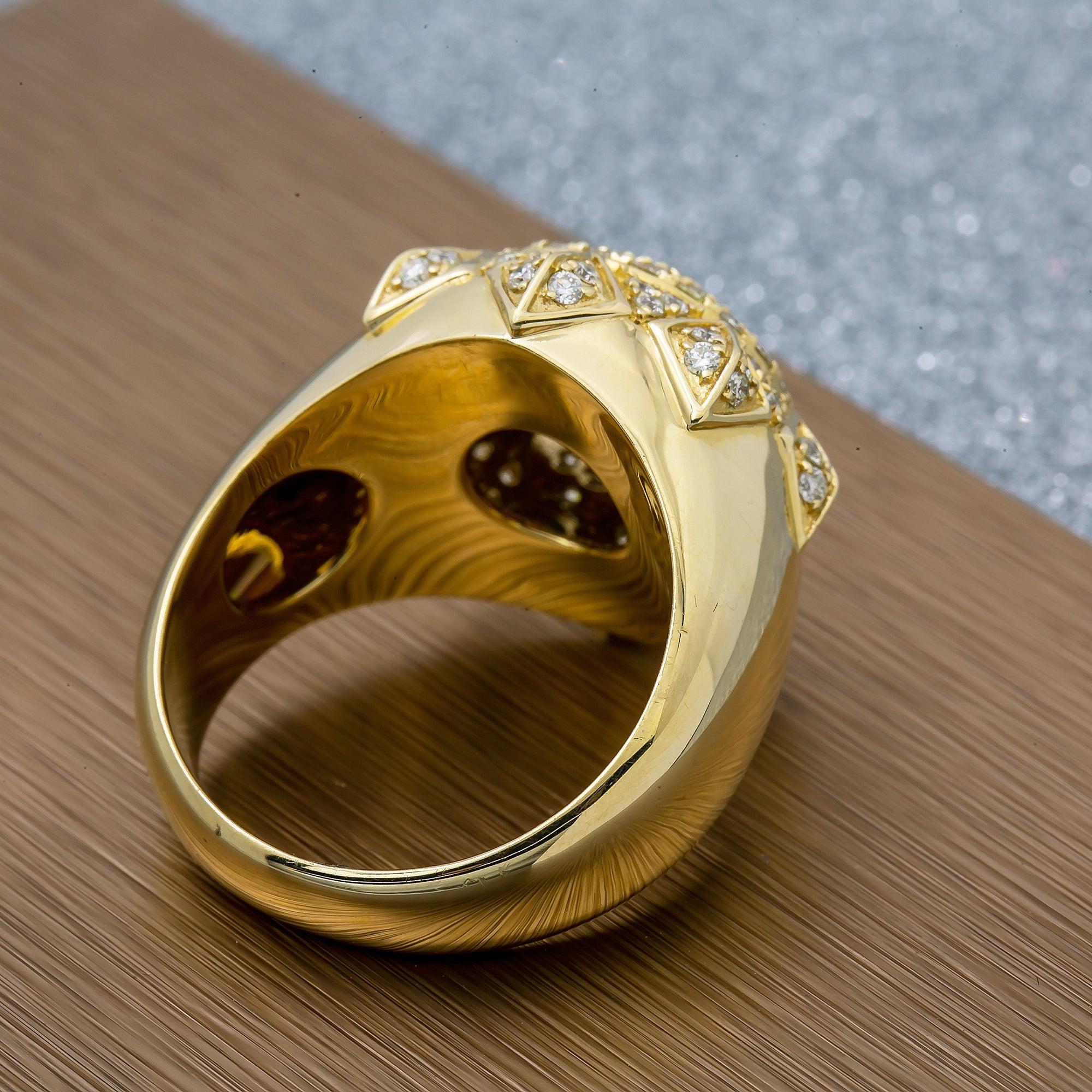 Unisex 14K Yellow/ Rose Gold Fancy Diamond Ring