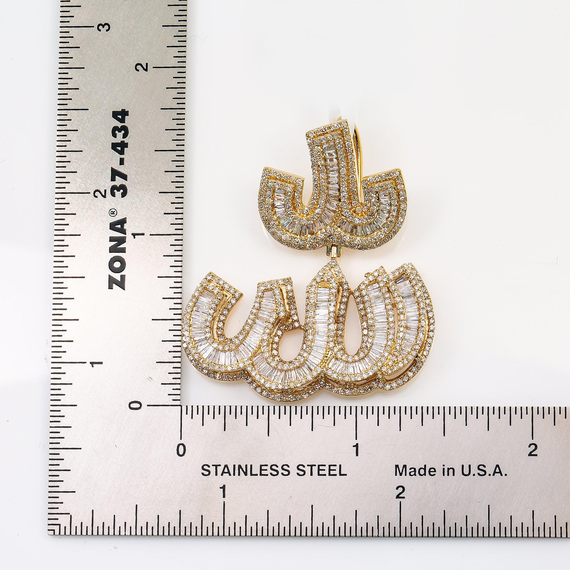 14K YELLOW GOLD ALLAH PENDANT WITH 2.99 CT DIAMONDS