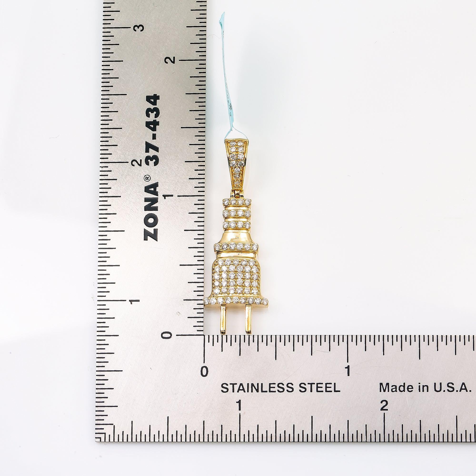 14K GOLD PLUG OUTLET PENDANT WITH 0.53 CT DIAMONDS