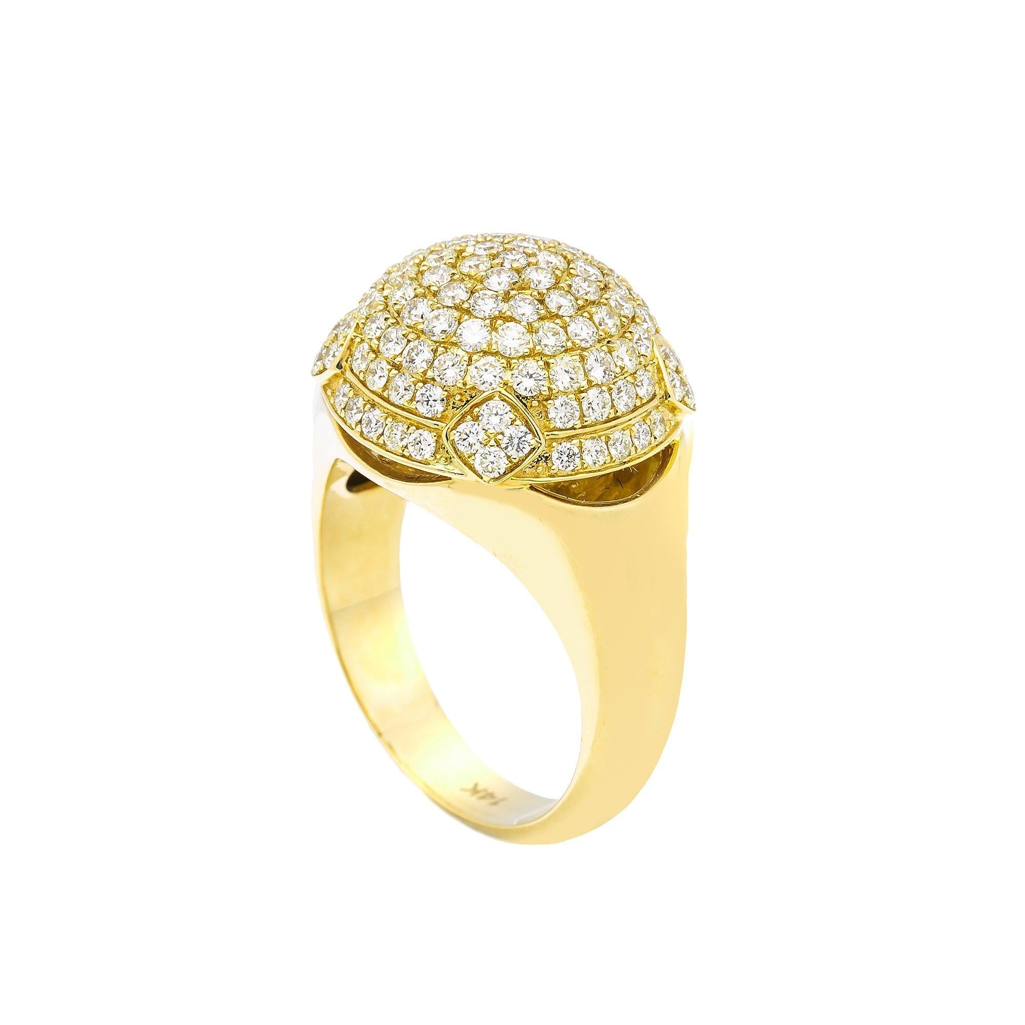 Unisex 14K Yellow/ Rose Gold Fancy Diamond Ring