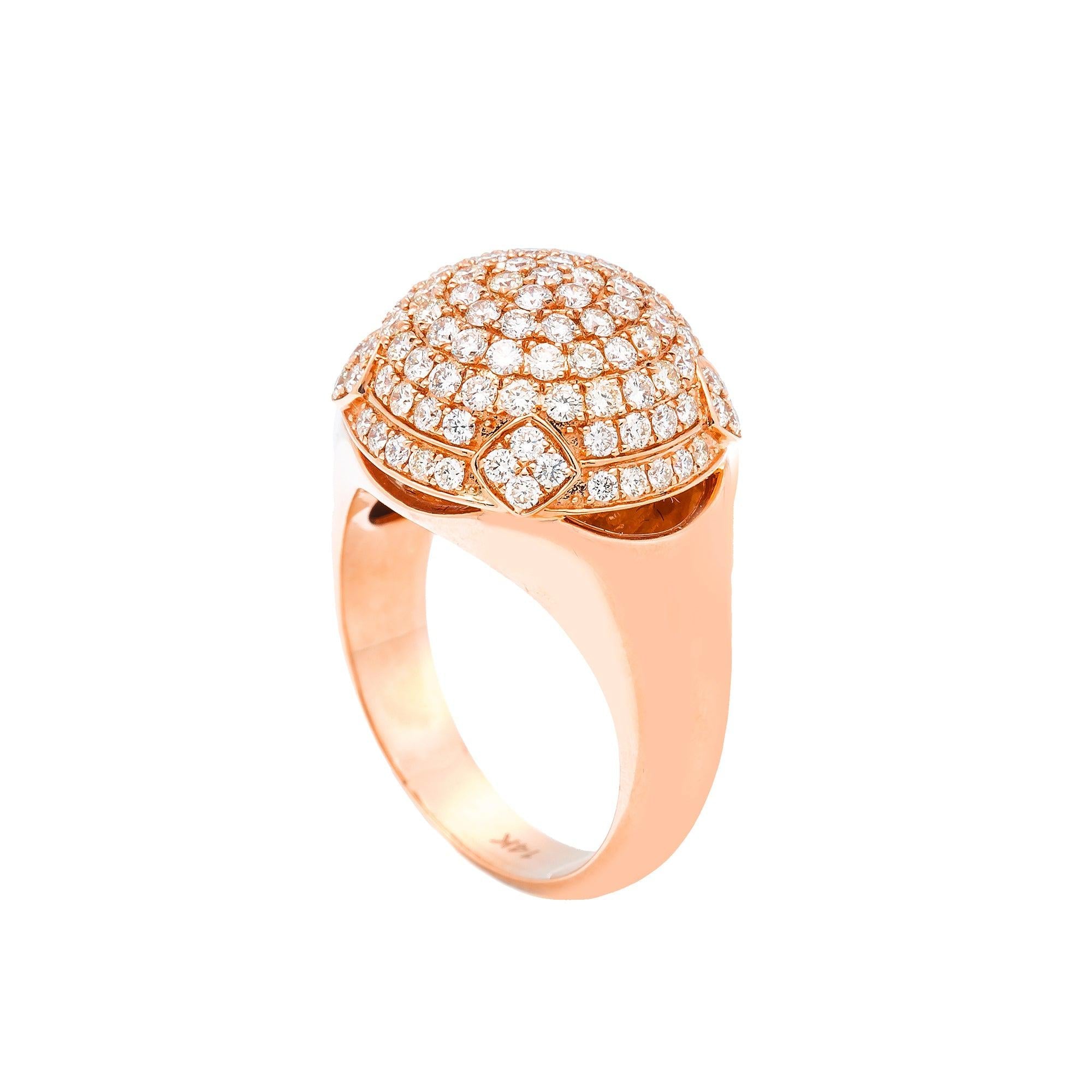 Unisex 14K Yellow/ Rose Gold Fancy Diamond Ring