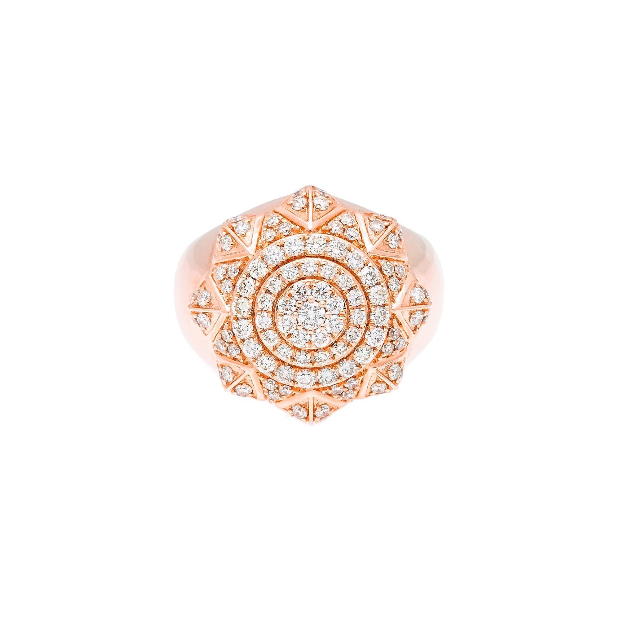 Unisex 14K Yellow/ Rose Gold Fancy Diamond Ring