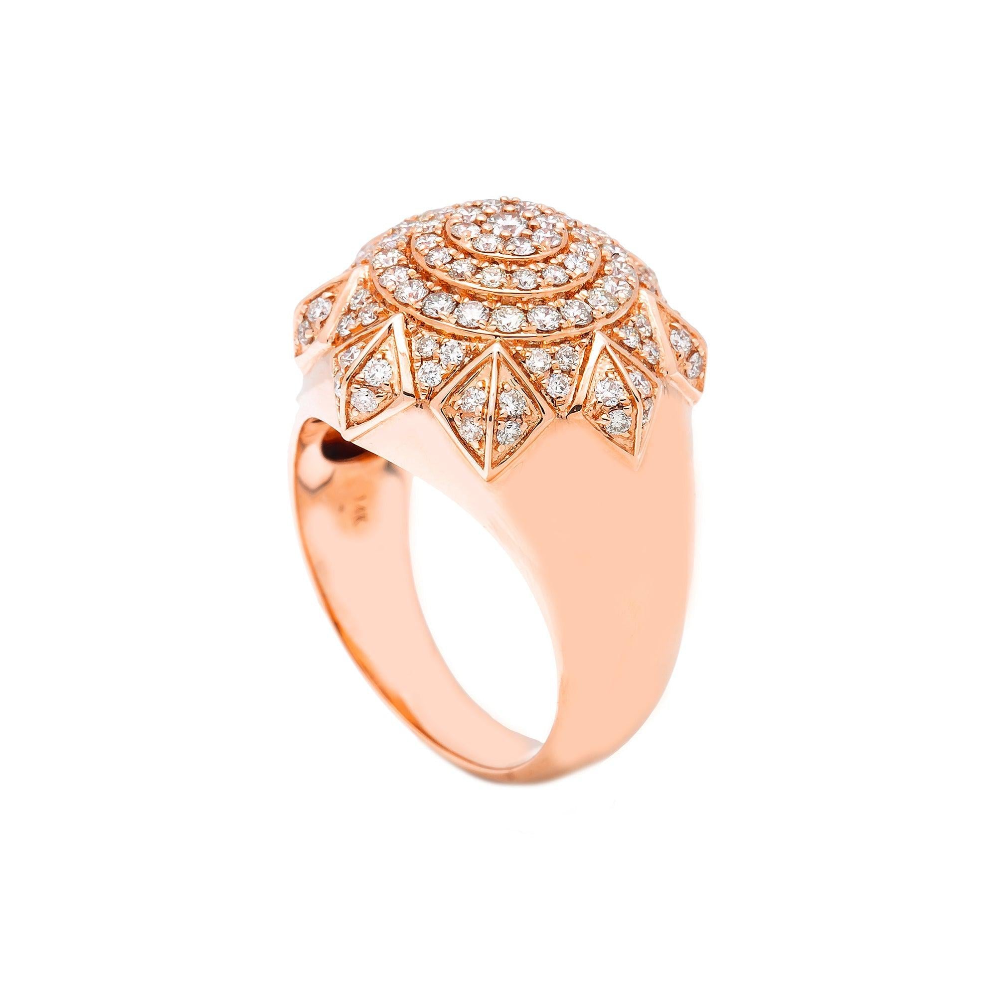 Unisex 14K Yellow/ Rose Gold Fancy Diamond Ring
