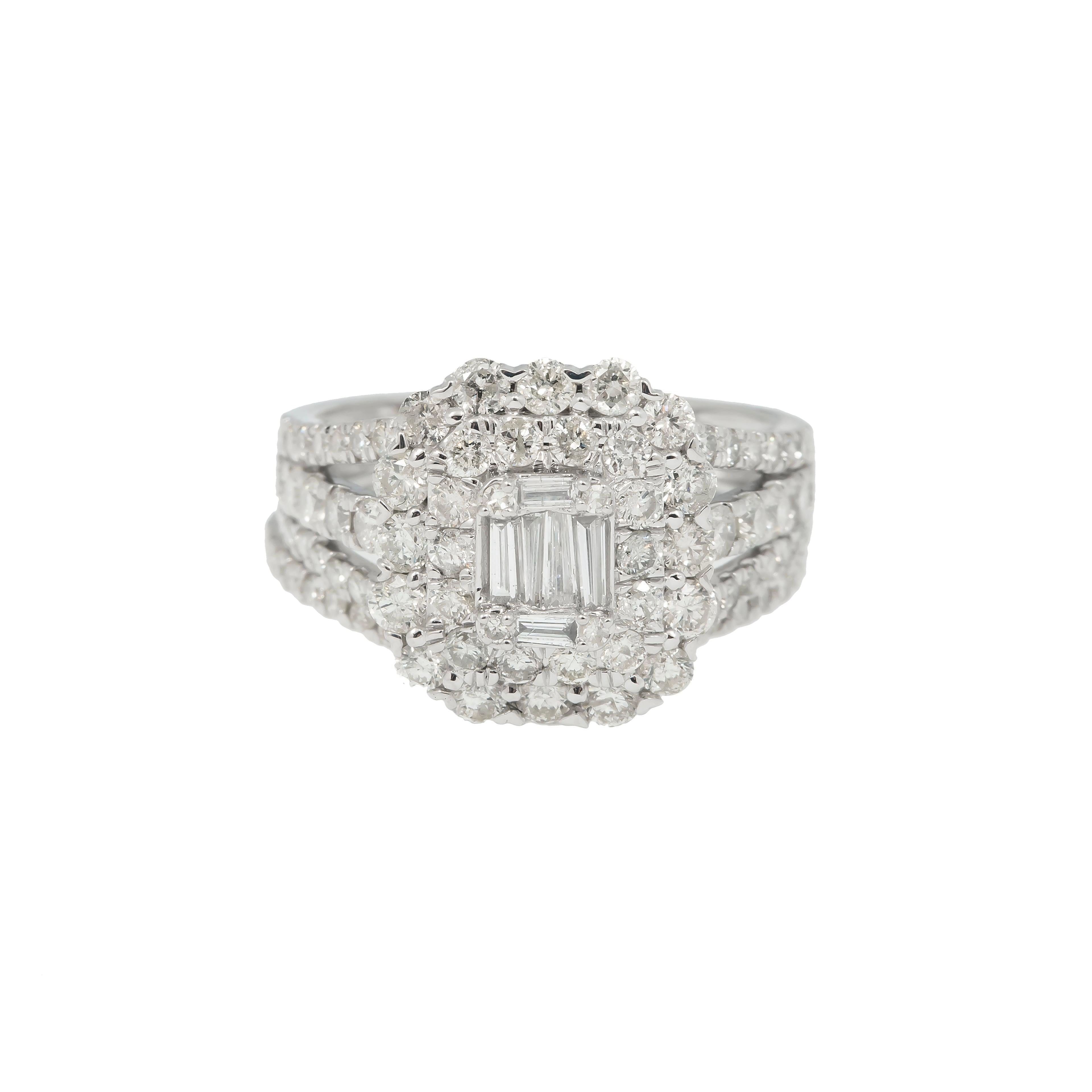 14K GOLD EMERALD DIAMOND CLUSTER BRIDAL SET 2.60 CTW