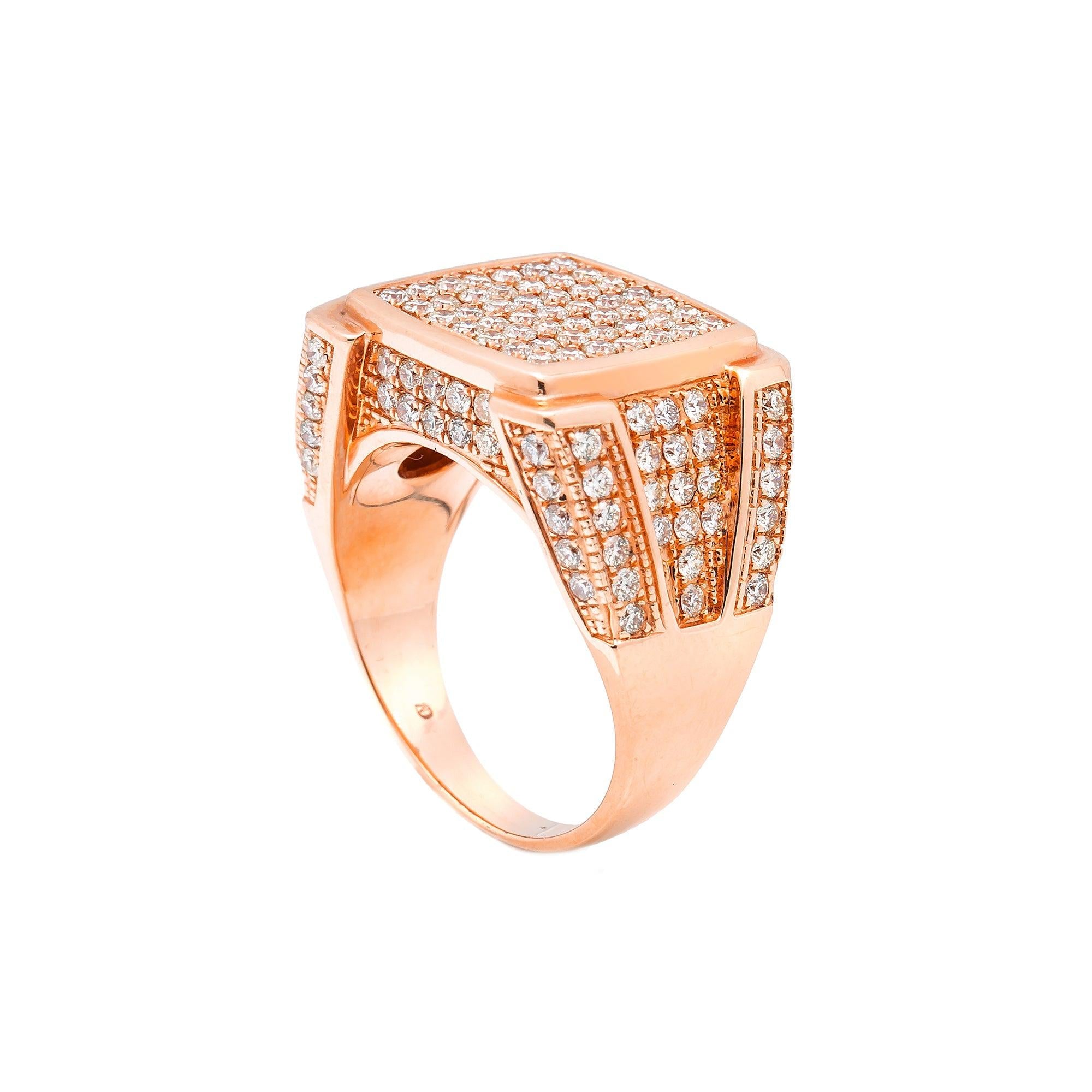 Unisex 14K Yellow/ Rose Gold Fancy Diamond Ring