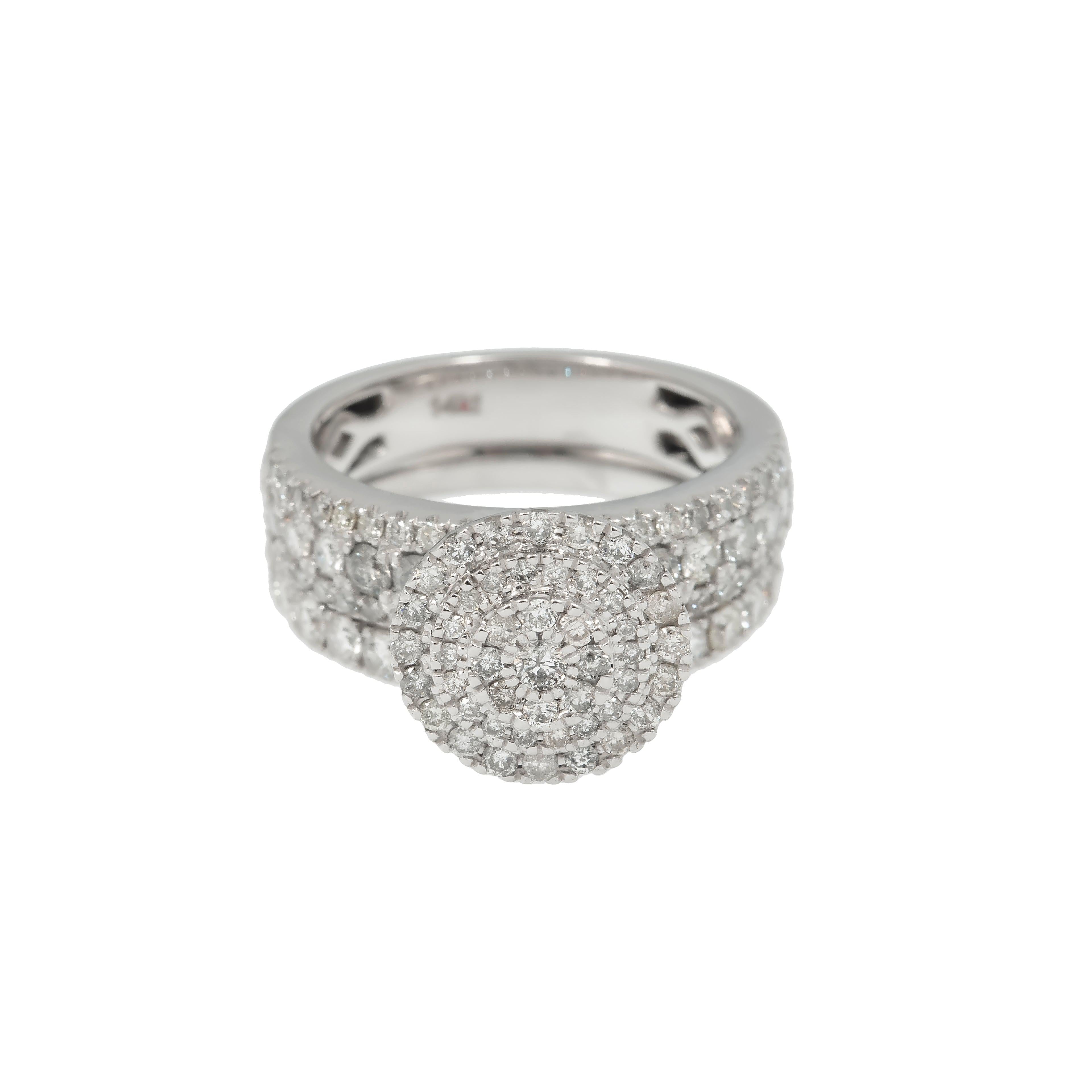 14K GOLD ROUND DIAMOND CLUSTER BRIDAL SET 2.11 CTW