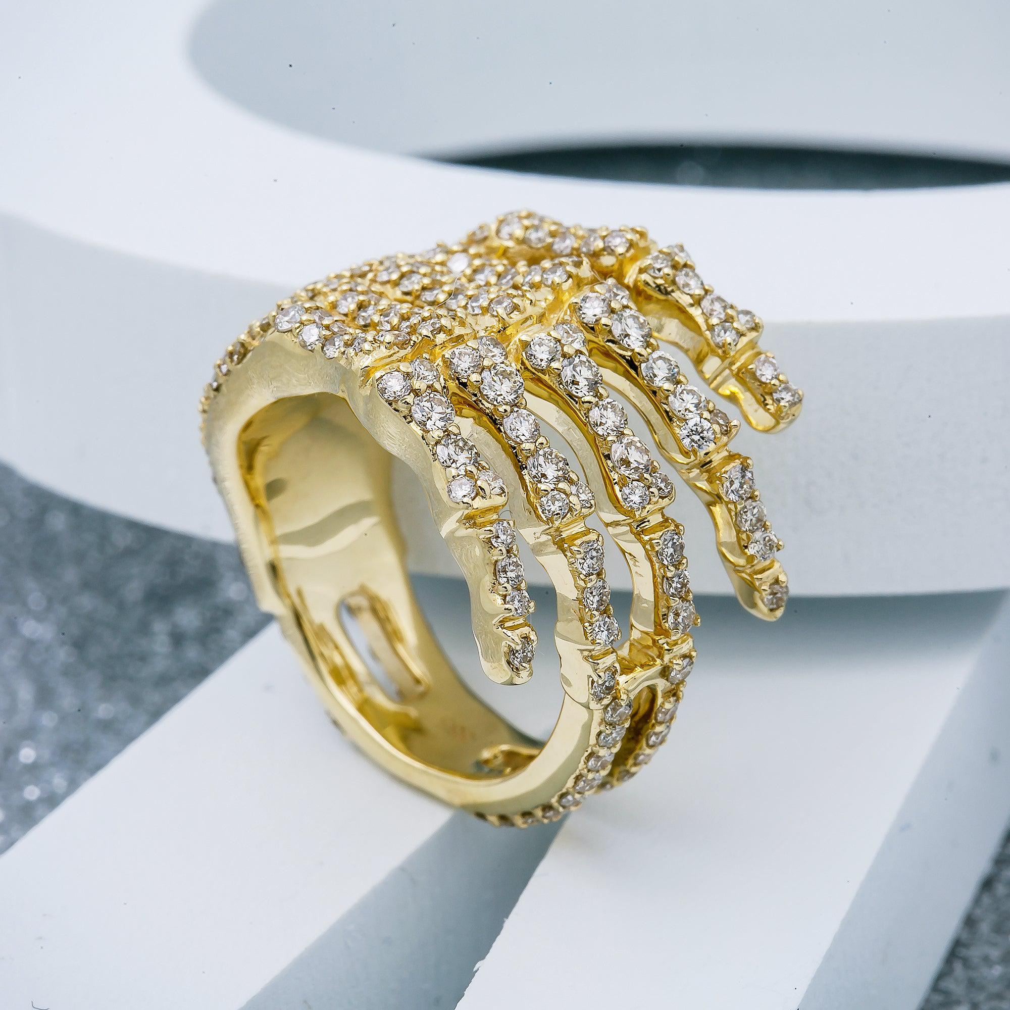 Unisex 14K Yellow/ Rose Gold Fancy Diamond Ring