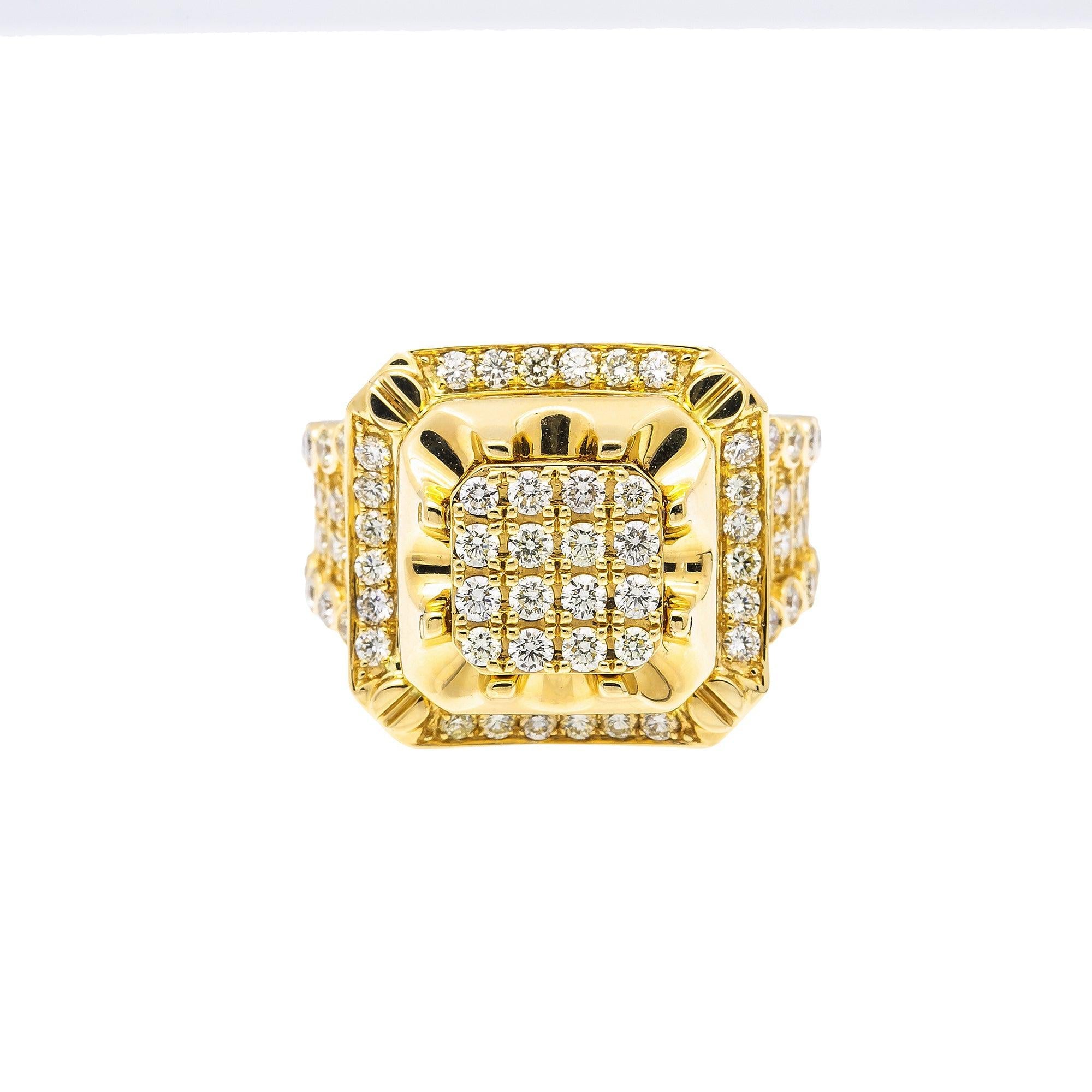 Unisex 14K Yellow/ Rose Gold Fancy Diamond Ring