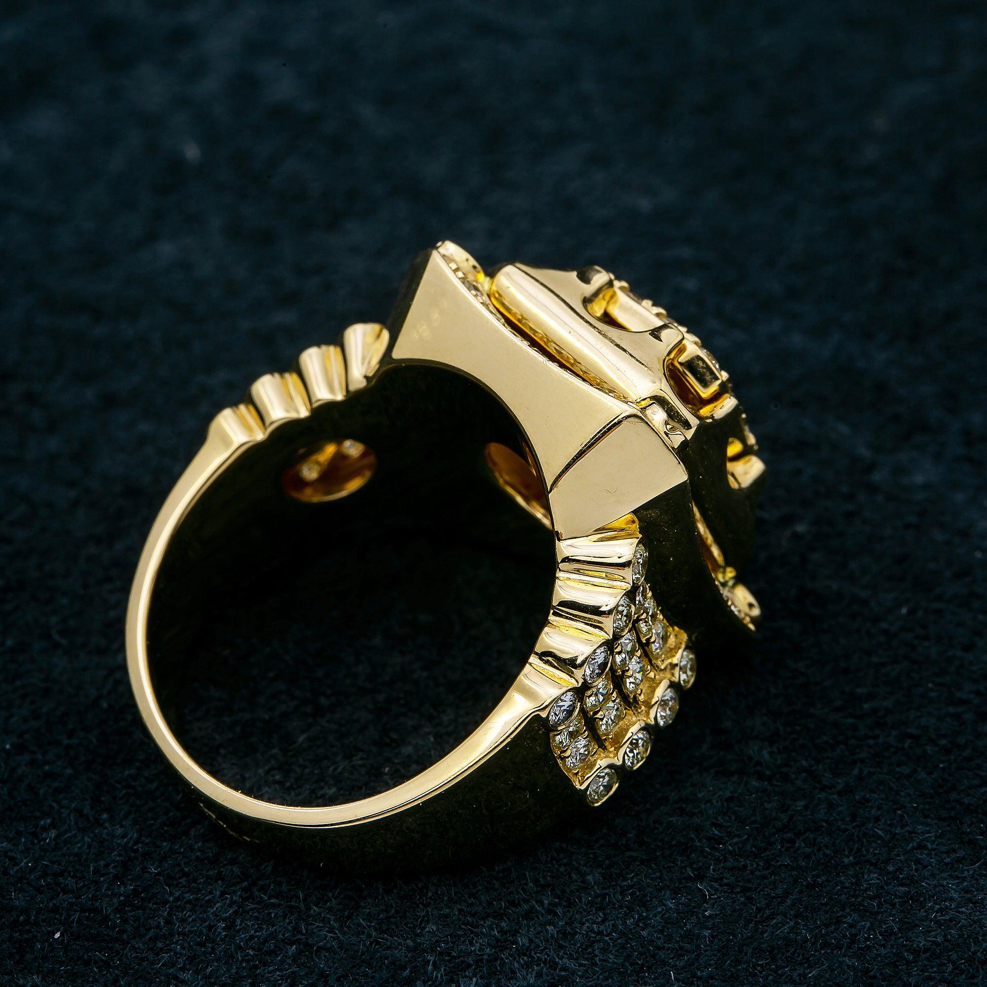 Unisex 14K Yellow/ Rose Gold Fancy Diamond Ring